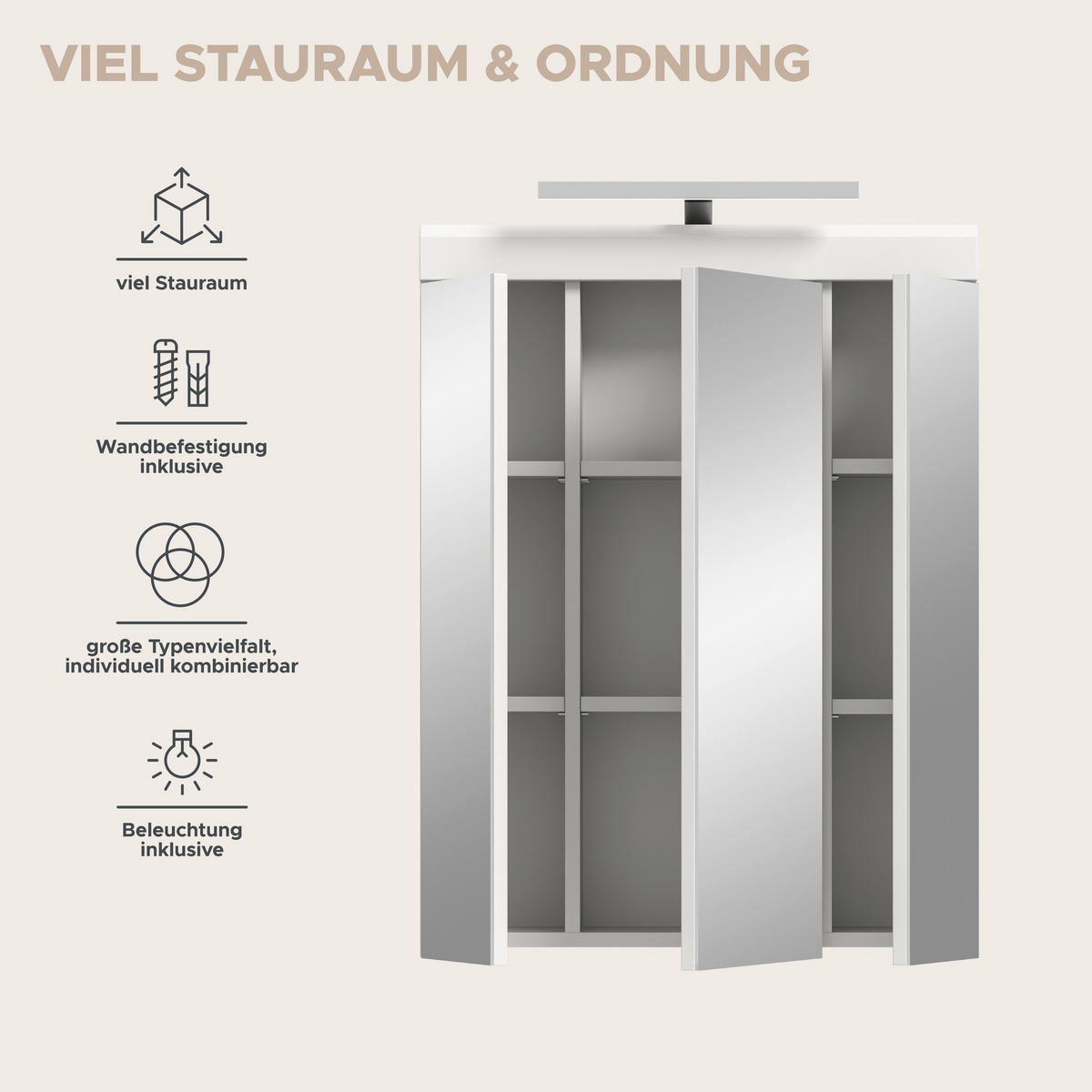 Spiegelschrank Scout weiß weiß Hochglanz B/H/T: ca. 60x79x37 cm Scout - weiß (60,00/79,00/37,00cm) - xonox.home