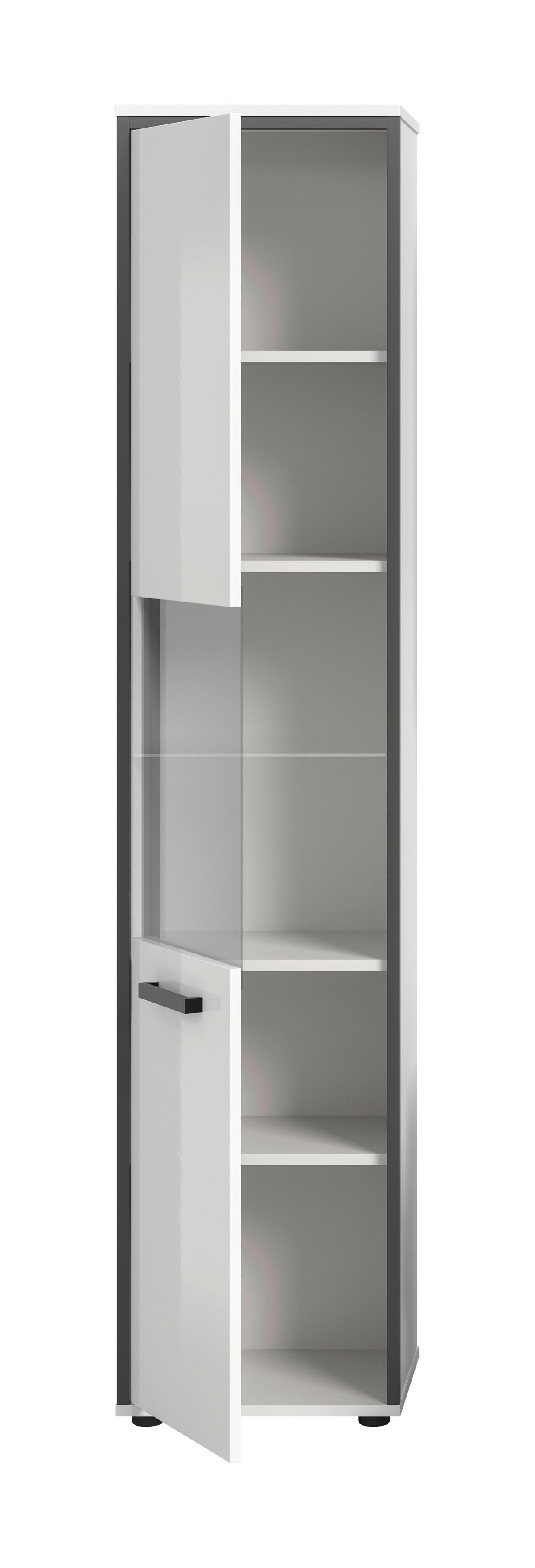 Midischrank KOJAK weiß Hochglanz anthrazit grau B/H/T: ca. 40x188x34 cm KOJAK - weiß/anthrazit (40,00/188,00/34,00cm) - xonox.home
