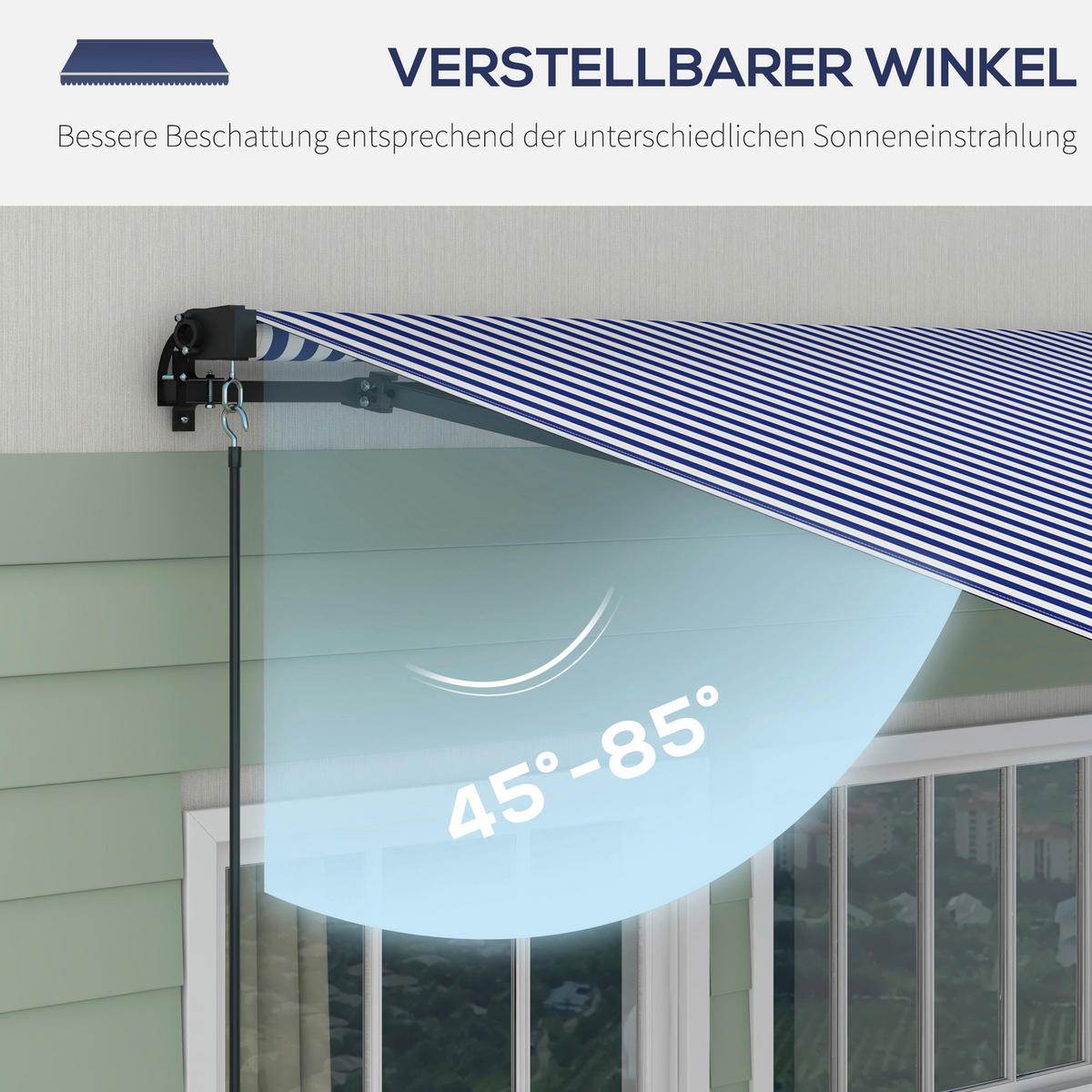 Markise blau B/H: ca. 290x350 cm Markise - blau/weiß (290,00/350,00cm) - Outsunny