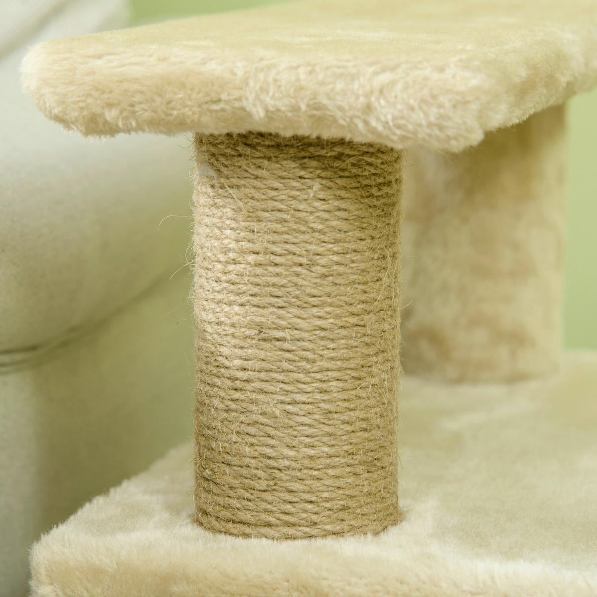PawHut Katzentreppe m. Schlafhöhle beige Edelstahl B/H/L: ca. 40x60x66 cm Haustiertreppe - beige (66,00/40,00/60,00cm) - PawHut