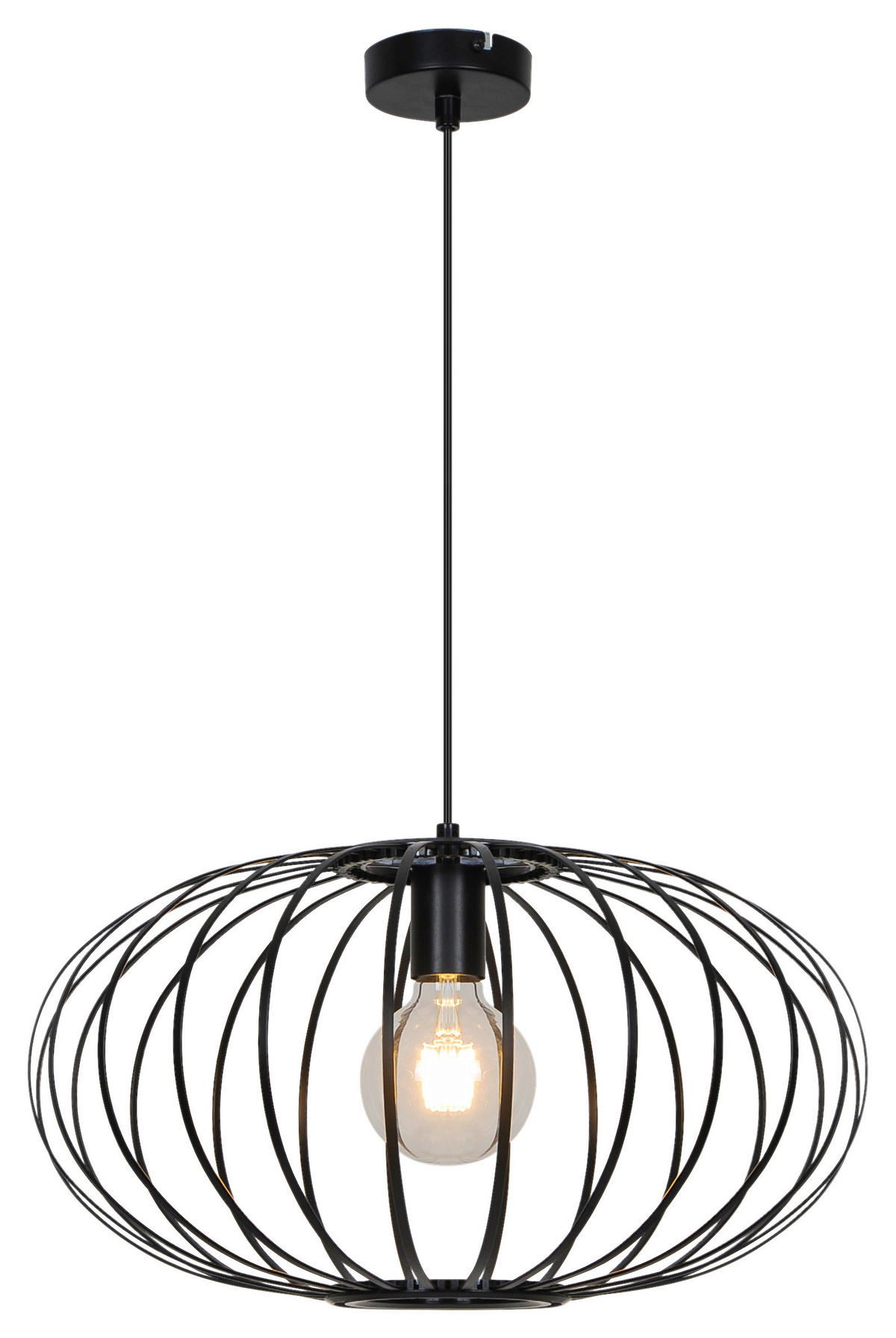 Pendelleuchte mattschwarz Metall H/D: ca. 120x48 cm E27 1 Brennstellen Pendelleuchte_Marlena - mattschwarz (48,00/120,00cm)