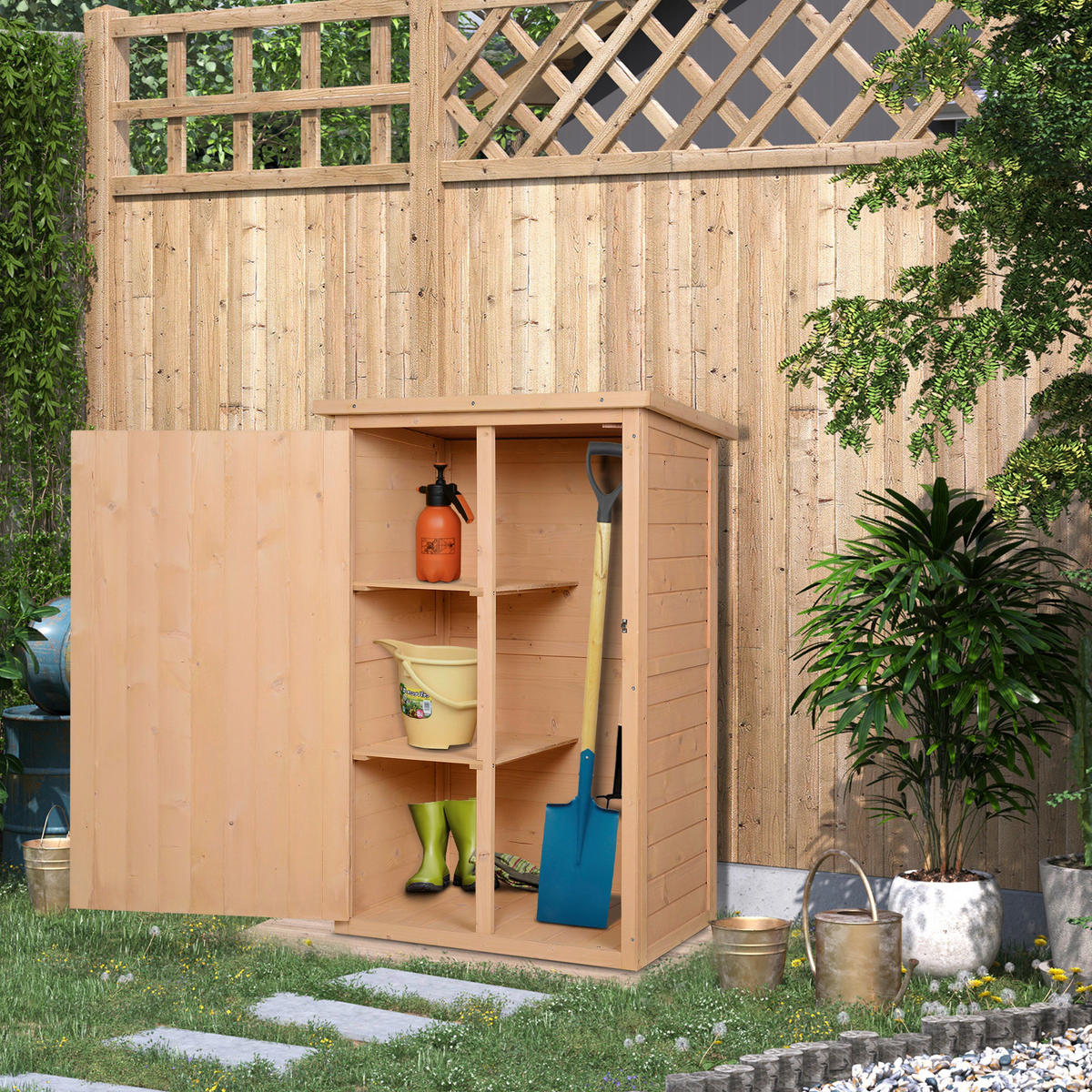 Outsunny Gartenhaus natur B/H/L: ca. 56x115x75 cm Gartenhaus - natur (75,00/56,00/115,00cm) - Outsunny