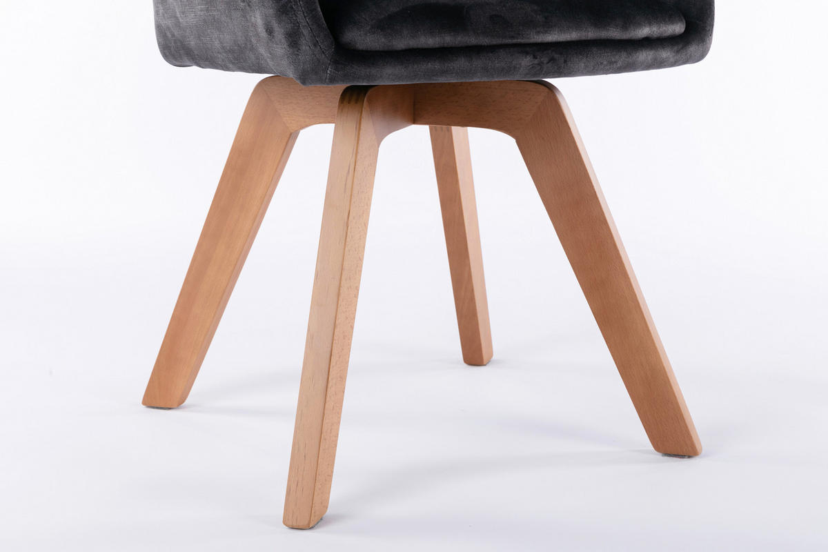 Stuhl KLARA  2er-Set anthrazit Vintage Samt Holz B/H/T: ca. 52x89x63,5 cm KLARA  2er-Set - anthrazit (52,00/89,00/63,50cm) - byLIVING