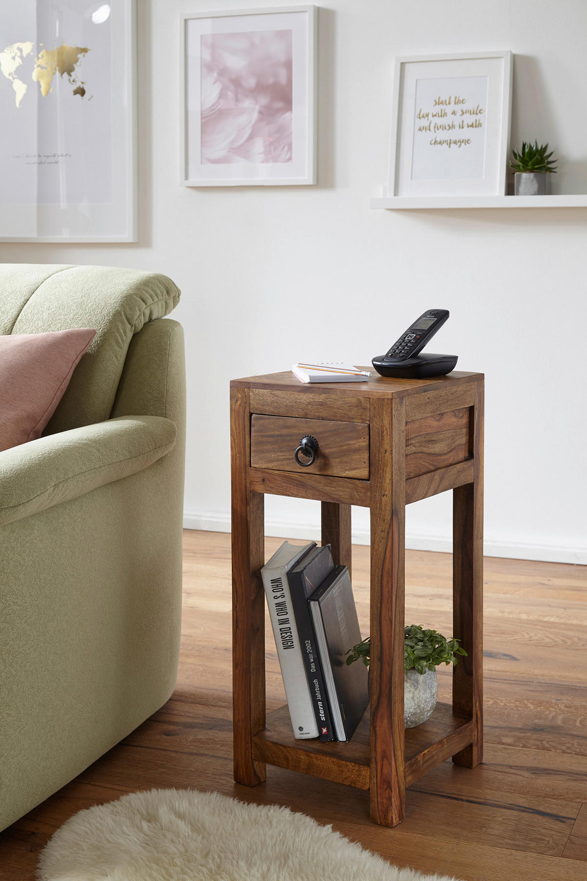 Telefontisch natur Echtholz B/H/T: ca. 30x68x30 cm Telefontisch - natur (30,00/68,00/30,00cm) - Wohnling