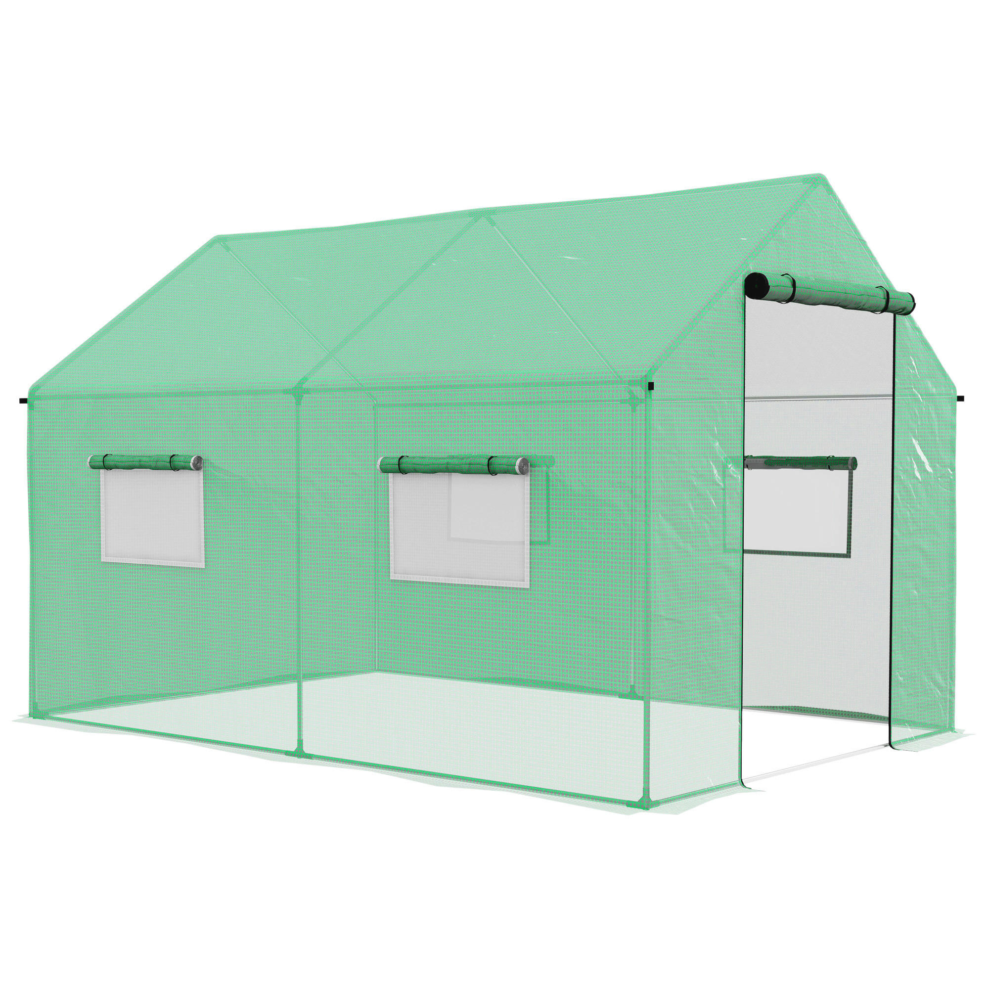 Outsunny Gewächshaus B/H/L: ca. 300x200x200 cm Foliengewächshaus - grün (200,00/300,00/200,00cm) - Outsunny