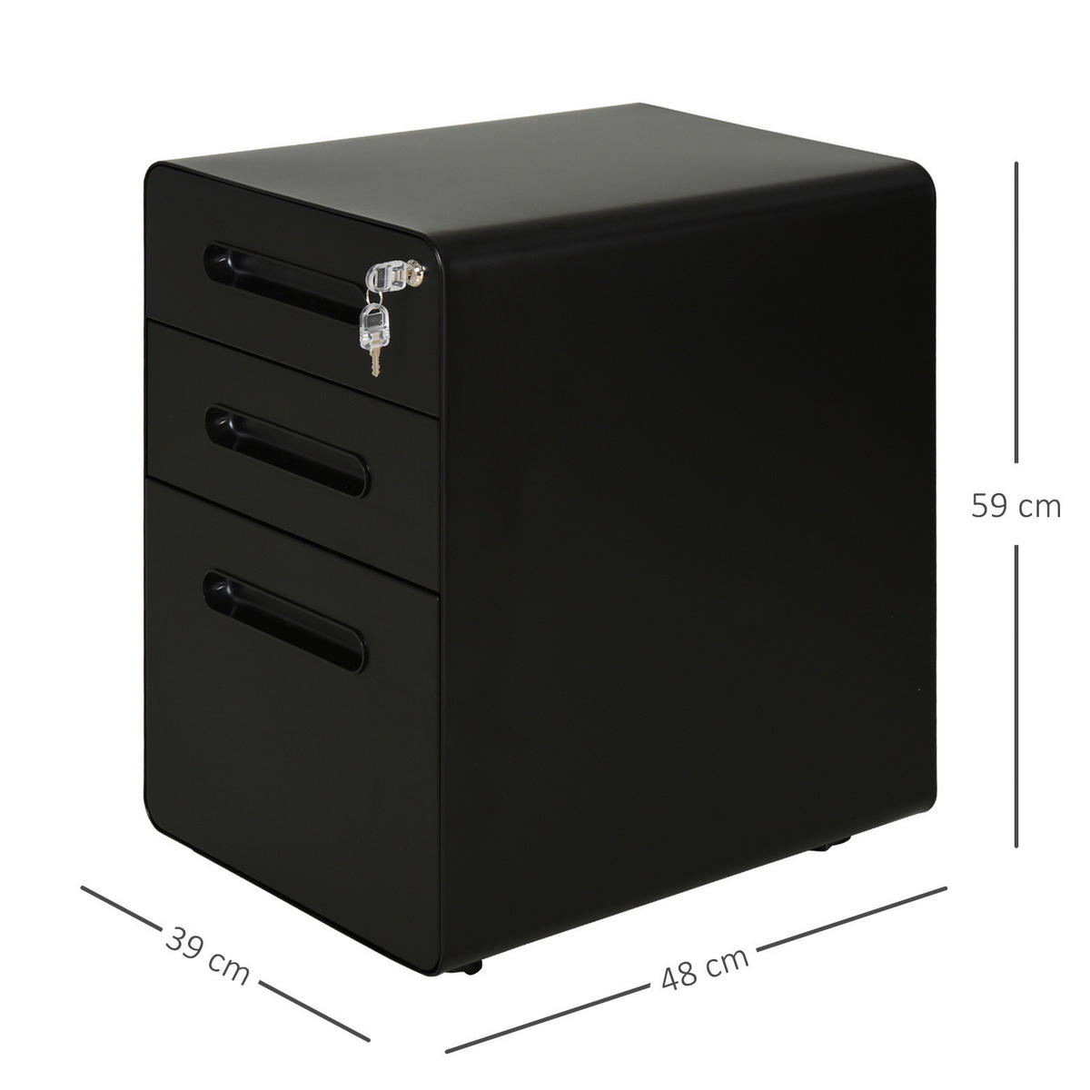 Aktenschrank 924-007BK schwarz B/H/T: ca. 39x59x48 cm 924-007BK - schwarz (39,00/59,00/48,00cm) - Vinsetto