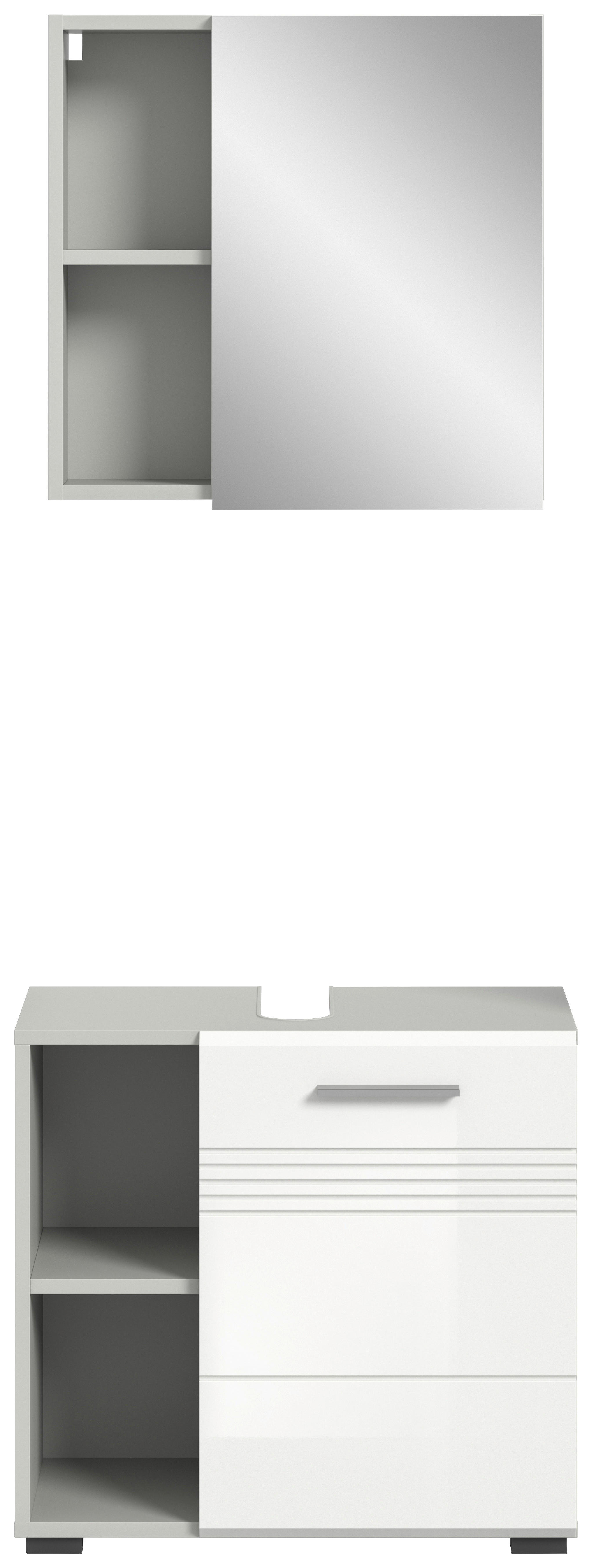 Badblock Copa hellgrau weiß Hochglanz B/H/T: ca. 60x190x32 cm Copa - hellgrau/weiß (60,00/190,00/32,00cm) - xonox.home