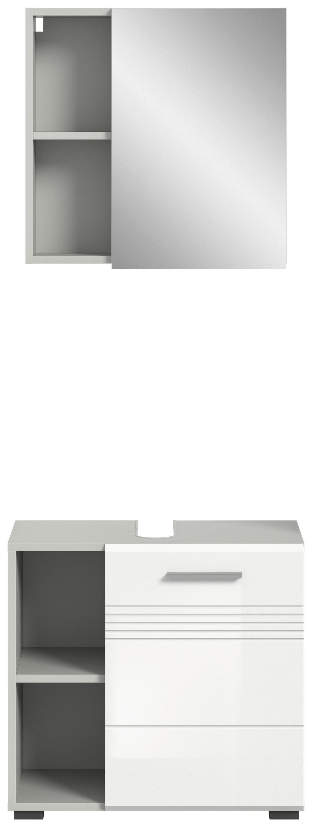 Badblock Copa hellgrau weiß Hochglanz B/H/T: ca. 60x190x32 cm Copa - hellgrau/weiß (60,00/190,00/32,00cm) - xonox.home