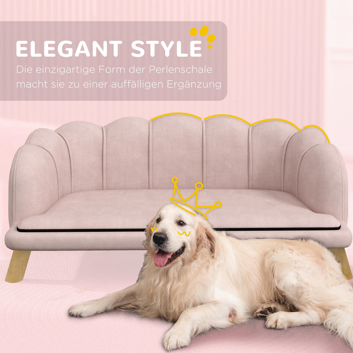 PawHut Hundesofa rosa Schaumstoff B/H/L: ca. 60,5x35,5x98,5 cm Hundesofa - rosa (98,50/60,50/35,50cm) - PawHut