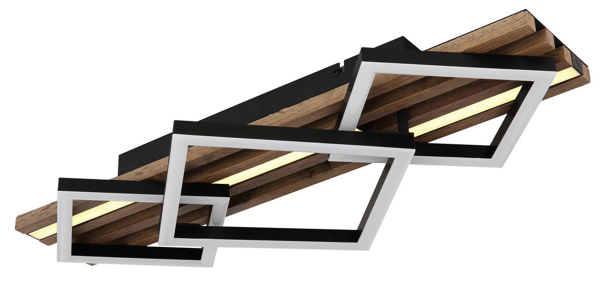 GLOBO LED-Deckenleuchte OBRIEN 67344D2 Opal mattschwarz MDF Kunststoff Metall B/H/L: ca. 61x9,5x31 cm 1 Brennstellen OBRIEN - Opal/mattschwarz (31,00/61,00/9,50cm) - GLOBO