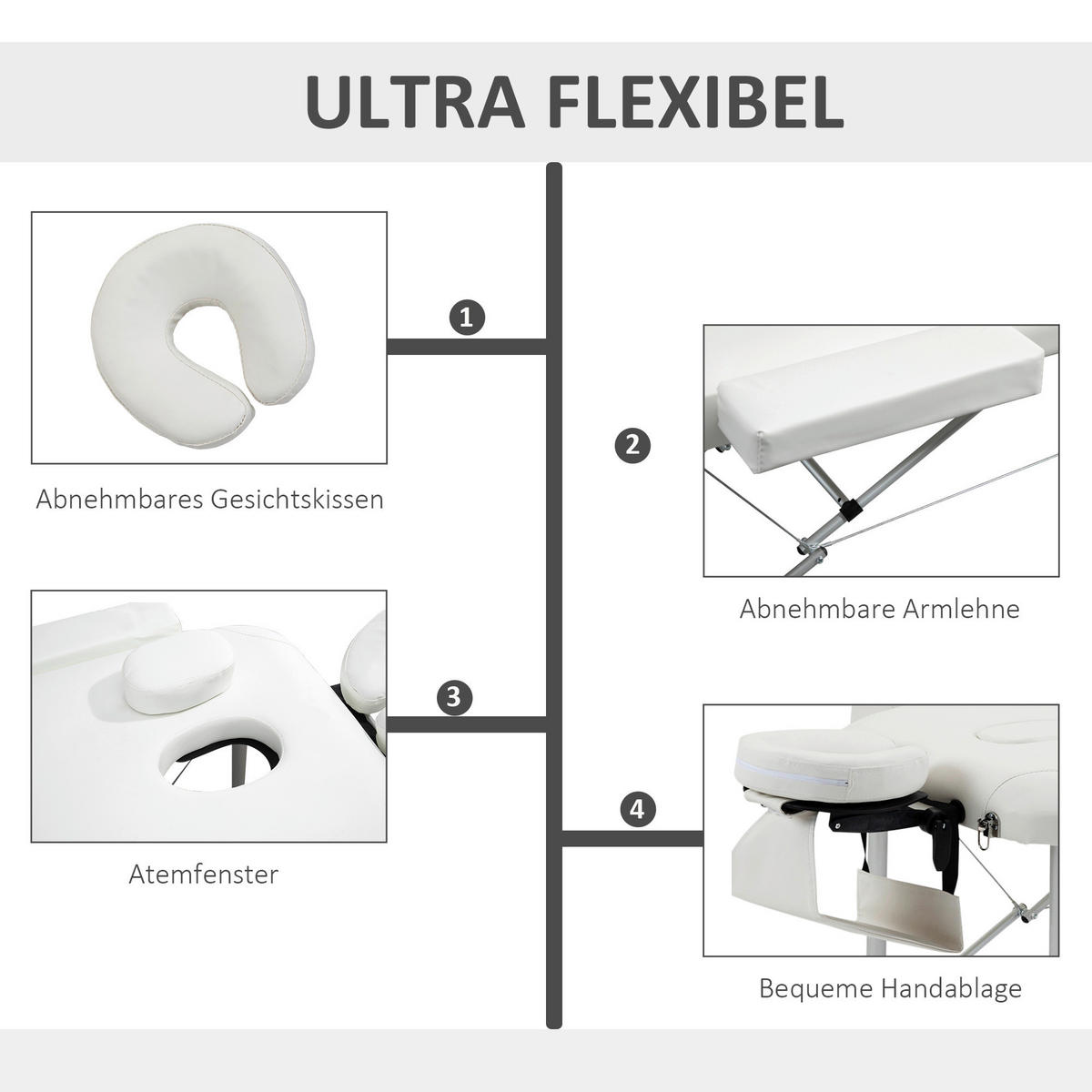HOMCOM Massageliege weiß PVC B/H/L: ca. 60x215x84 cm Massageliege - weiß (84,00/60,00/215,00cm) - HOMCOM