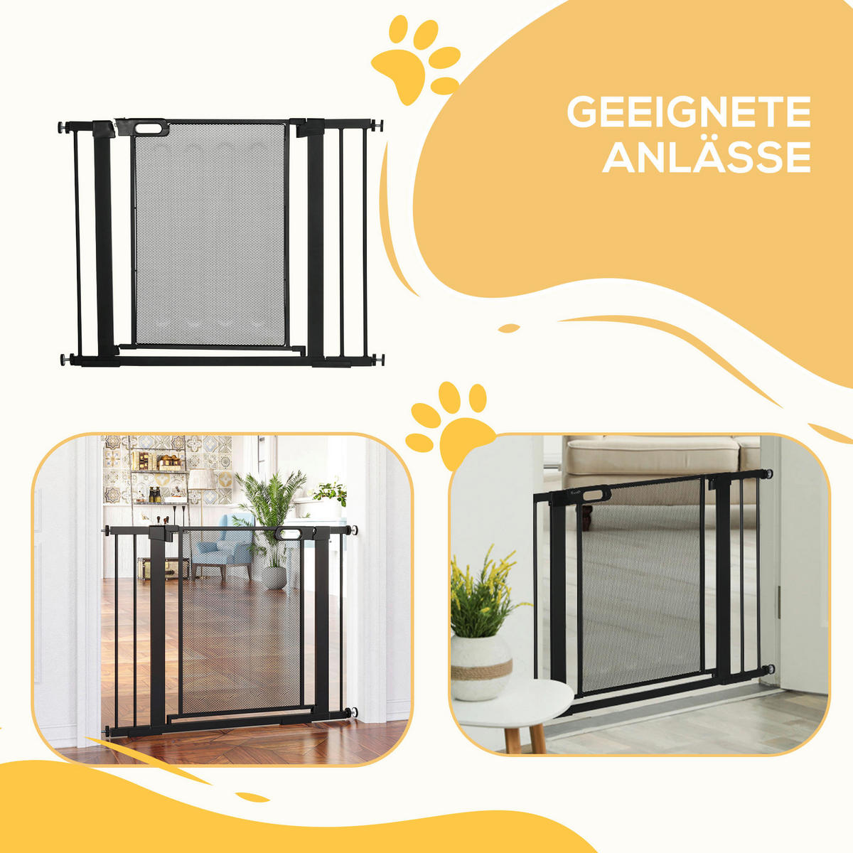PawHut Türschutzgitter schwarz Stahl B/H/L: ca. 2x76x103 cm Türschutzgitter - schwarz (103,00/2,00/76,00cm) - PawHut