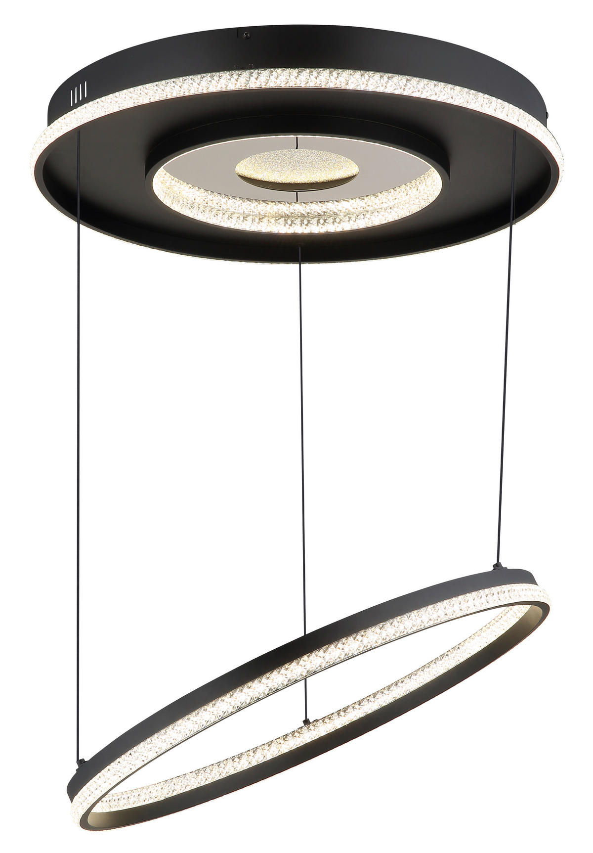 GLOBO Pendelleuchte mattschwarz klar Metall Aluminium H/D: ca. 120x60 cm 1.0 Brennstellen Marsh - klar/mattschwarz (60,00/120,00cm) - GLOBO
