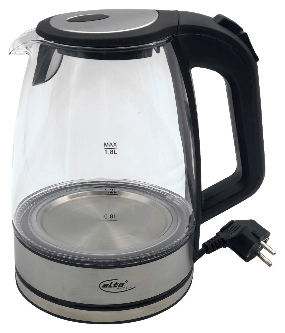 Elta Wasserkocher WK-2200.1 Edelstahl schwarz Glas ca. 1,8 l Wasserkocher - schwarz/Edelstahl (1,80l) - Elta