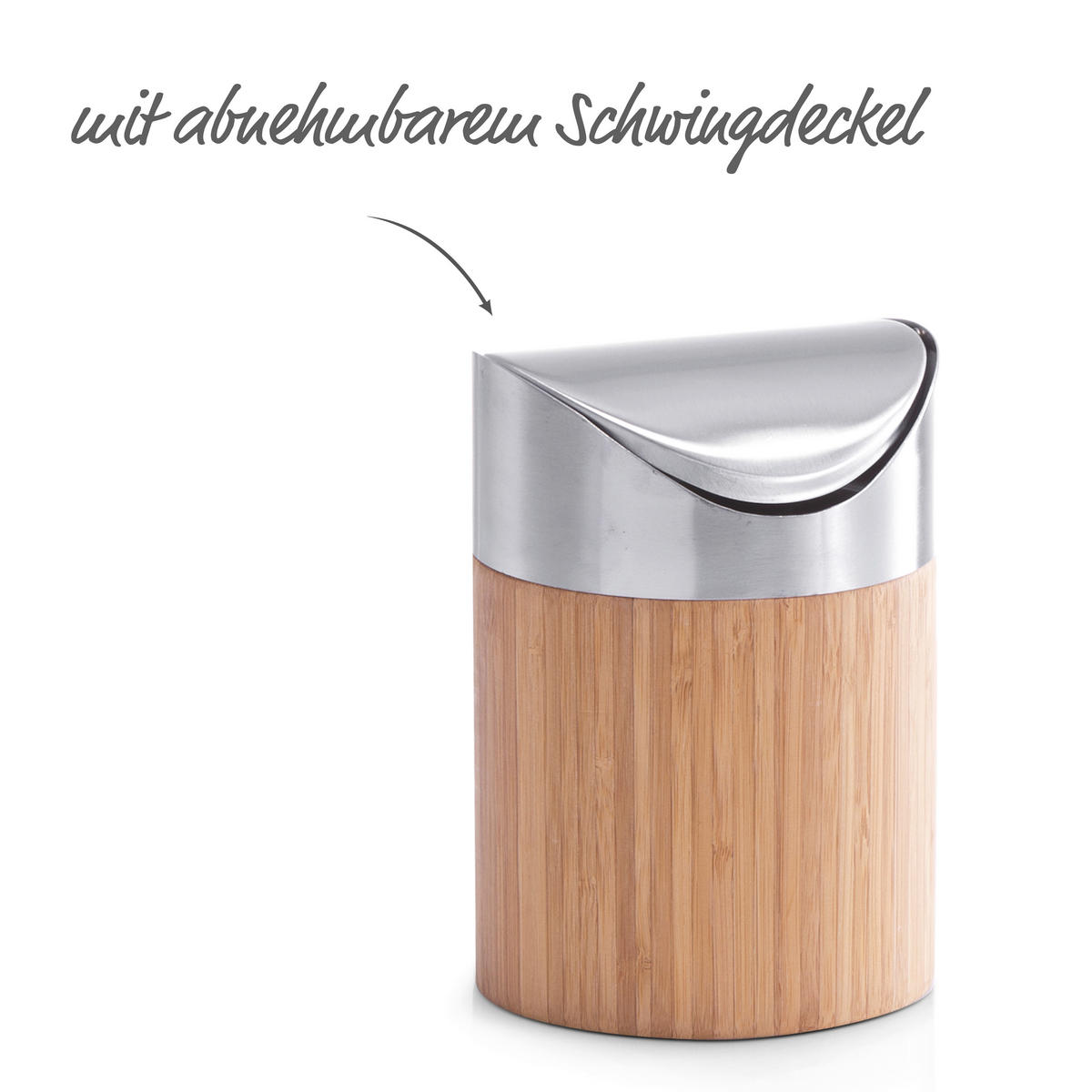 Zeller Tischabfalleimer silber Edelstahl B/H/L: ca. 12x17x12 cm Tischabfalleimer - natur/silber (12,00/12,00/17,00cm) - Zeller
