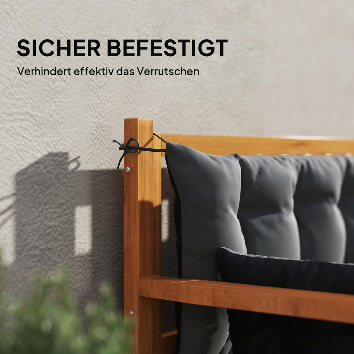Outsunny Sitzkissen-Set schwarz Polyester B/H/L: ca. 110x8x180 cm Sitzkissen-Set - schwarz/dunkelgrau (180,00/110,00/8,00cm) - Outsunny