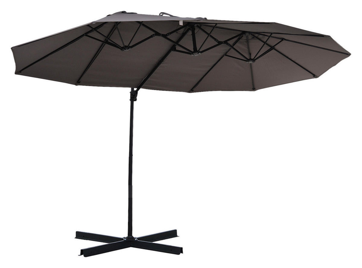 Outsunny Doppelschirm dunkelgrau Metall B/H/L: ca. 270x250x460 cm Doppelschirm - dunkelgrau (460,00/270,00/250,00cm) - Outsunny