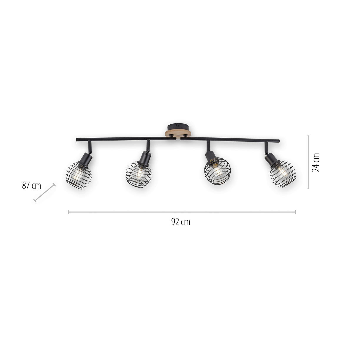 Just Light Deckenleuchte  15924-79  Eugen natur schwarz Aluminium Holzwerkstoff 4 Brennstellen Deckenleuchte_Eugen - natur/schwarz - Just Light