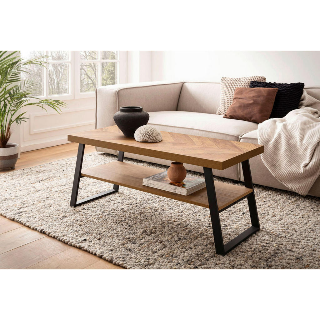 Thumbnail - Couchtisch Eiche Optik schwarz B/H/T: ca. 100x41x40 cm