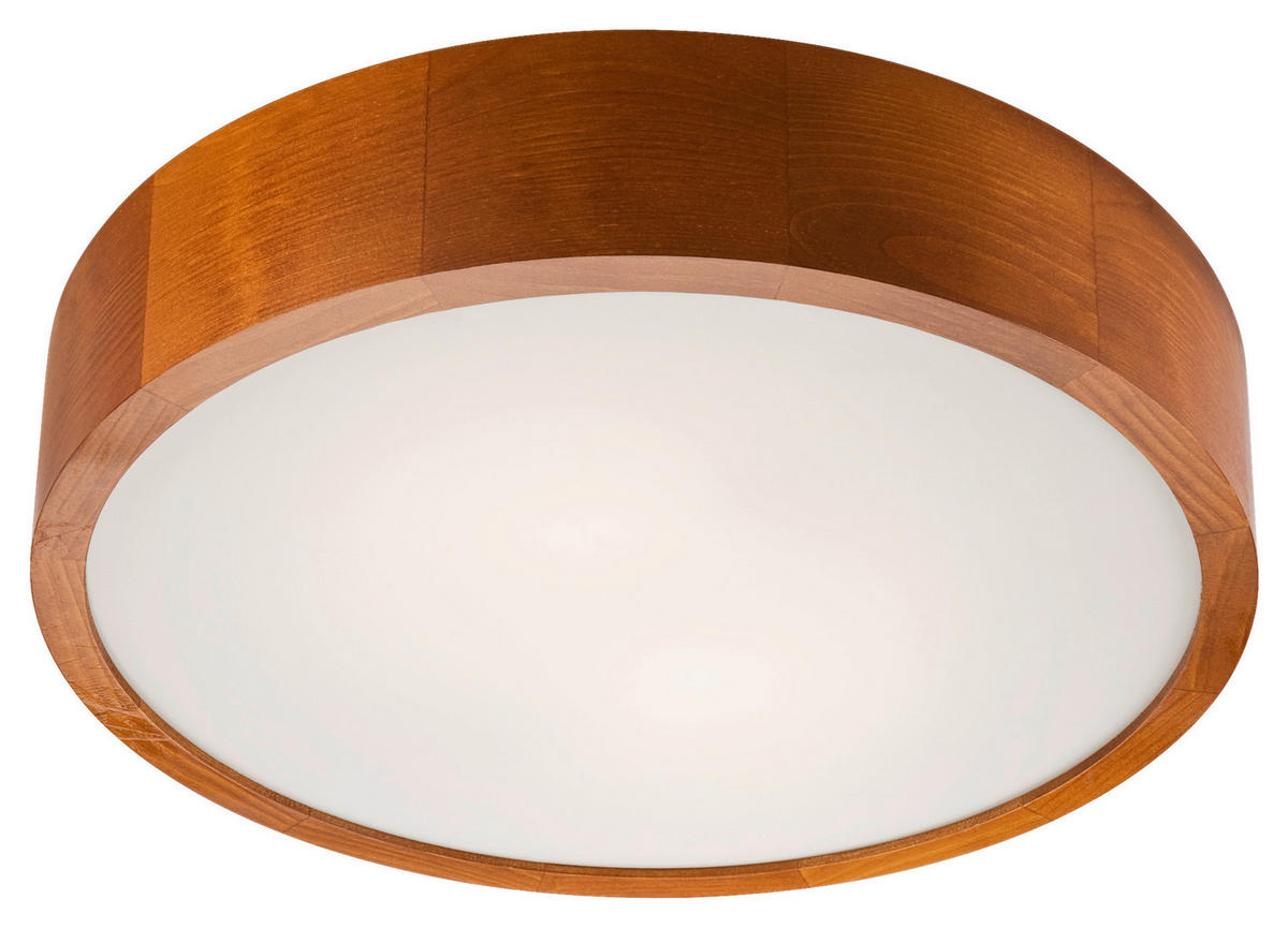 Lamkur Deckenleuchte rustikal Holz Glas B/H/L: ca. 38,5x12x38,5 cm 2 Brennstellen Eveline - rustikal (38,50/38,50/12,00cm) - Lamkur