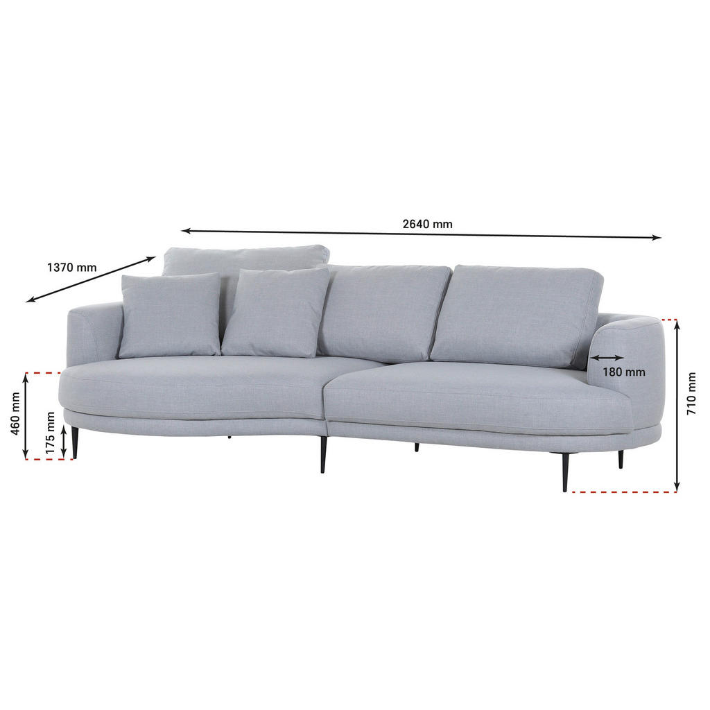 Thumbnail - Ecksofa Delphia weiß Flachgewebe B/H/T: ca. 264x92x137 cm