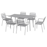 Outsunny Gartensitzgruppe 7tlg. hellgrau Stahl B/H/L: ca. 80x74x80 cm Gartensitzgruppe 7tlg. - hellgrau (80,00/80,00/74,00cm) - Outsunny