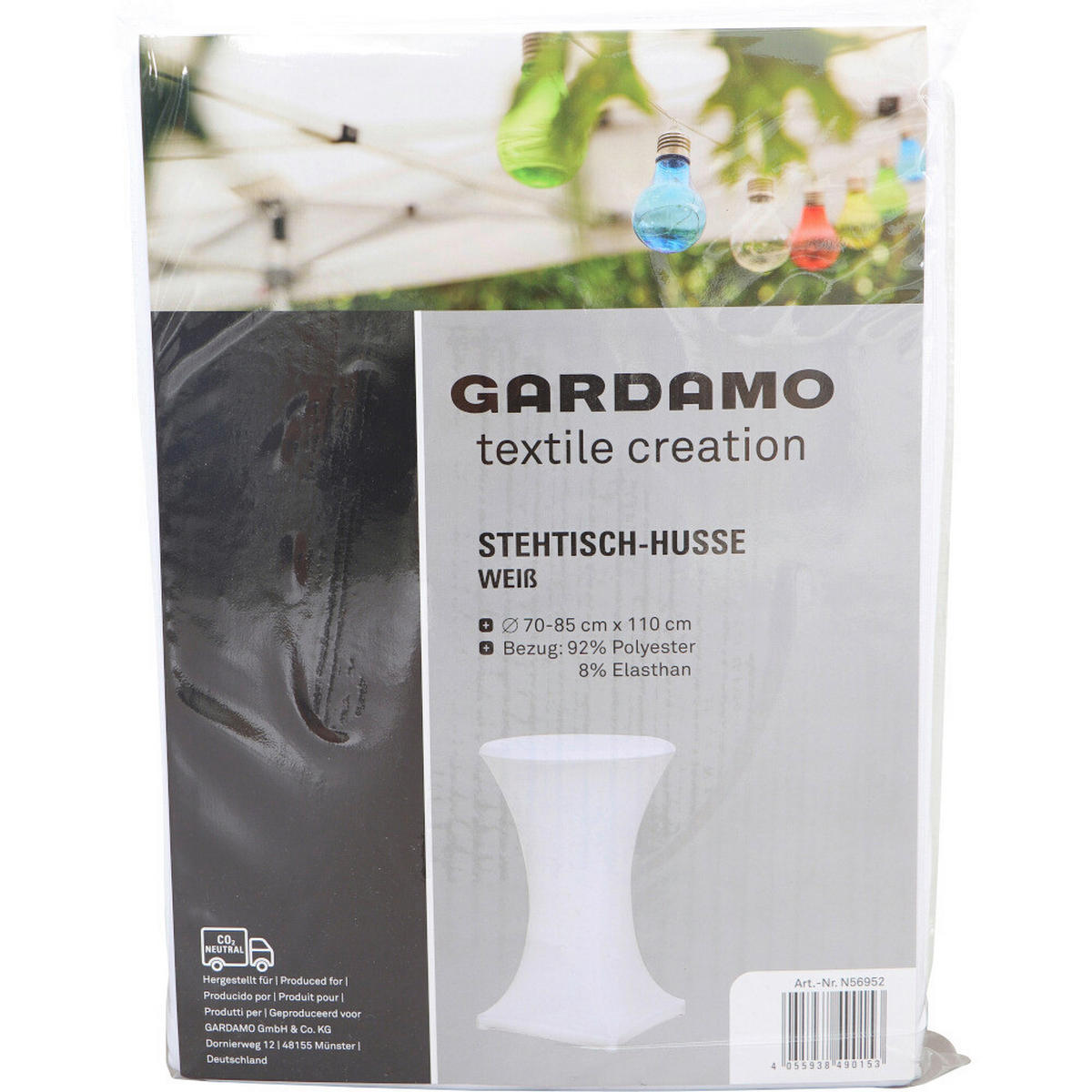 Gardamo Stehtischhusse weiß Polyester B/H/L: ca. 21x2,5x30,5 cm Stehtisch-Husse - weiß (30,50/21,00/2,50cm) - Gardamo