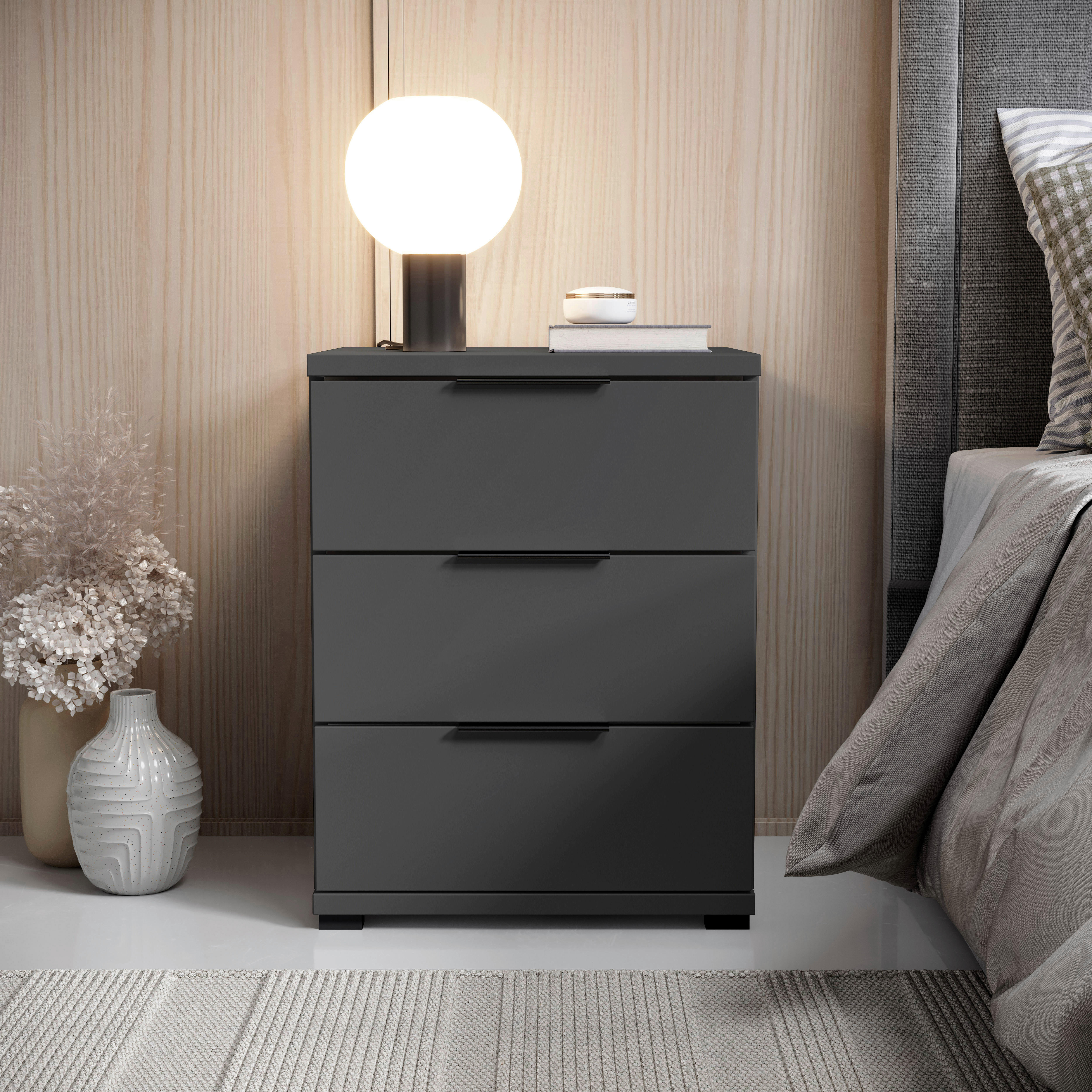 Thumbnail - Nachtkonsole Salermo Graphit B/H/T: ca. 46x61x42 cm