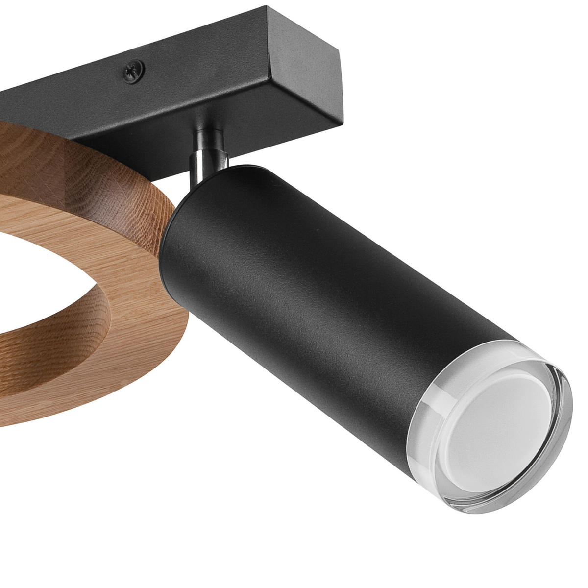 Lamkur Deckenleuchte OTIS 49083 schwarz Eiche Glas Holz Stahl H/L: ca. 24,5x40 cm G9 2 Brennstellen Otis - Eiche/schwarz (40,00cm) - Lamkur