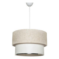Opviq Pendelleuchte weiß creme Stoff B/H/T/L/D: ca. 30x65x30x30x30 cm E27 1 Brennstellen Pendelleuchte_TM121 - weiß/creme (30,00/30,00/65,00cm) - Opviq