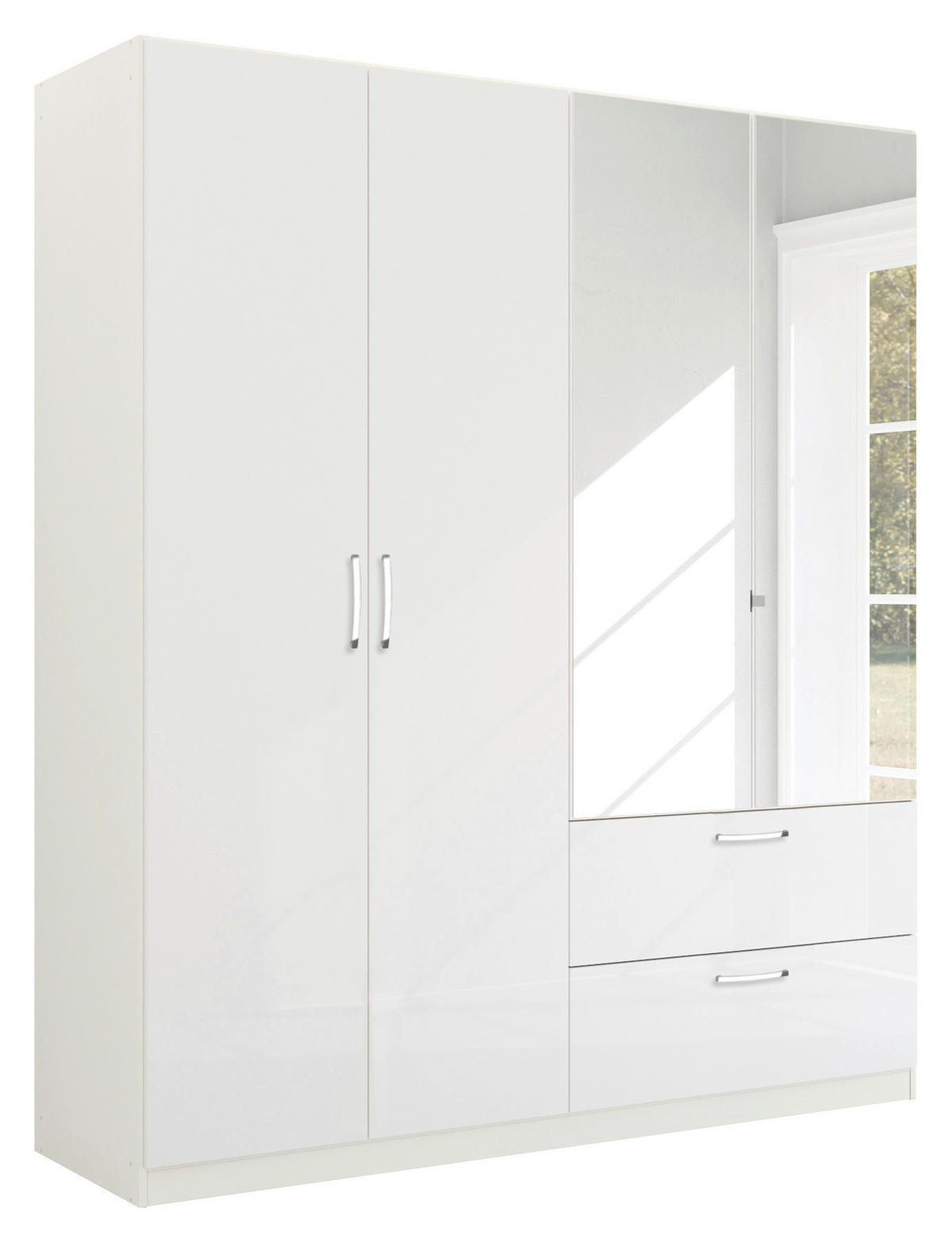 Kleiderschrank Quadra weiß B/H/T: ca. 180x210x54 cm Quadra - weiß (180,00/210,00/54,00cm)