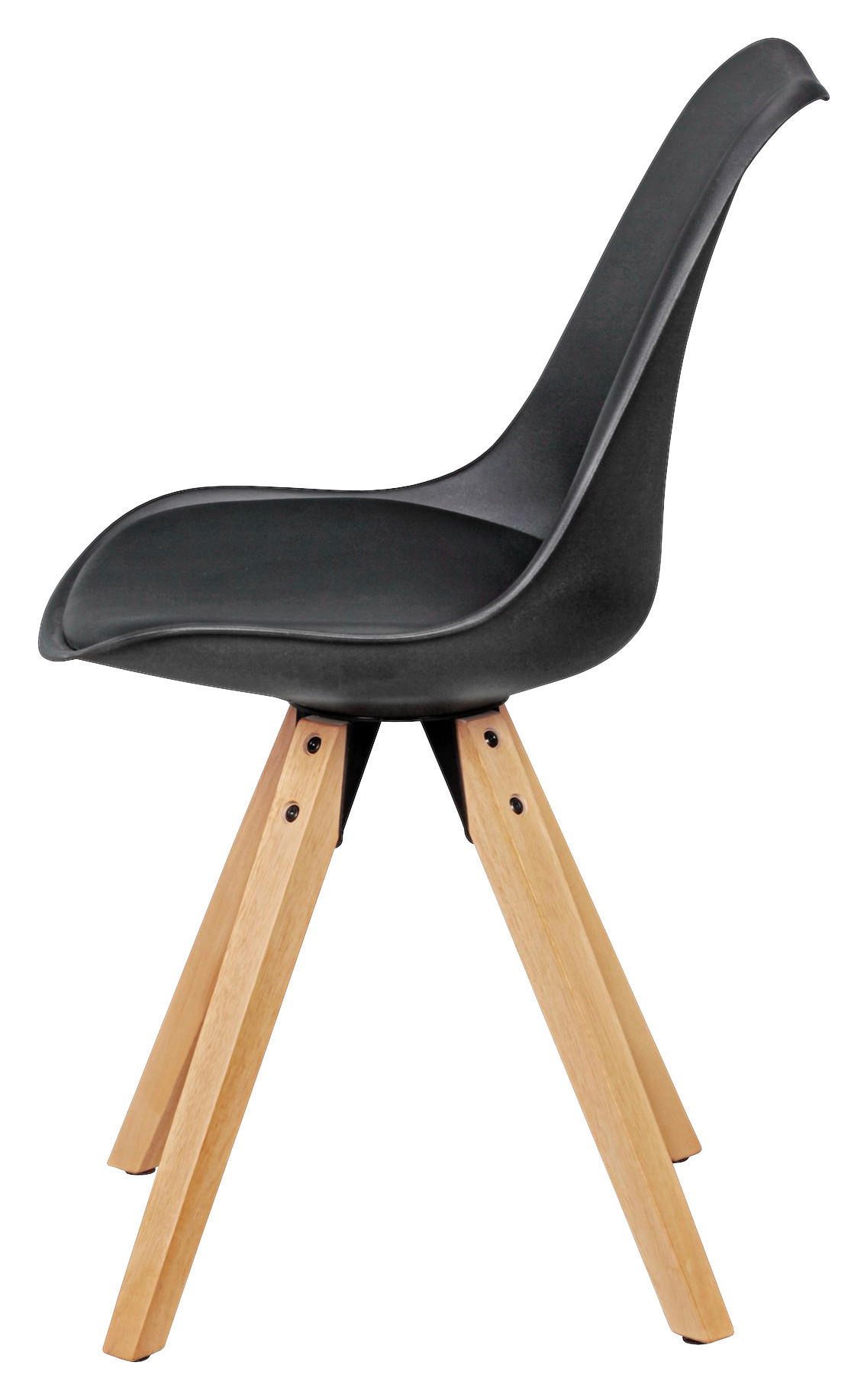 Stuhl 2er-Set schwarz schwarz natur Kunststoff Kunstleder Echtholz B/H/T: ca. 49x87x52 cm 2er-Set - natur/schwarz (49,00/87,00/52,00cm) - Wohnling