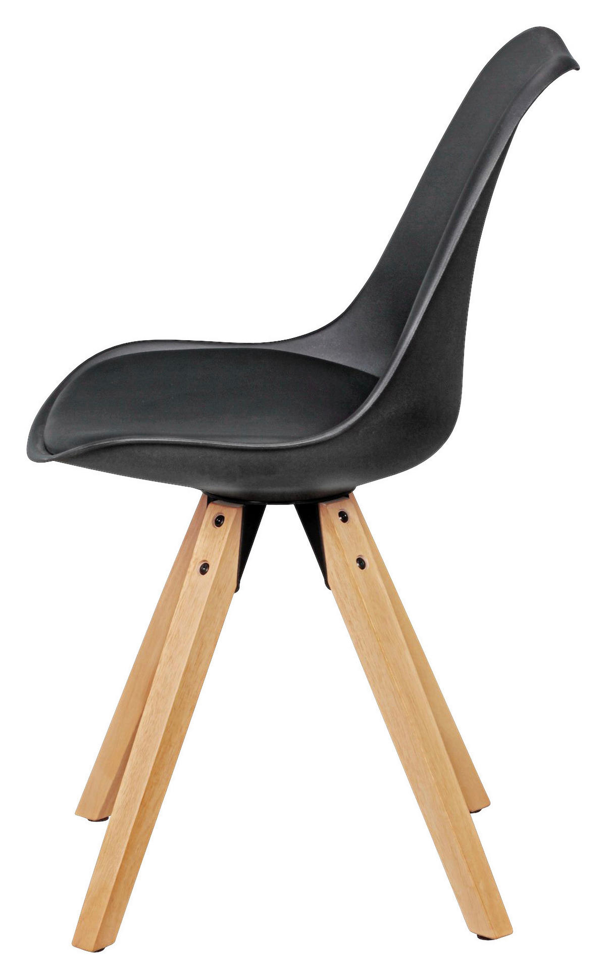 Stuhl 2er-Set schwarz schwarz natur Kunststoff Kunstleder Echtholz B/H/T: ca. 49x87x52 cm 2er-Set - natur/schwarz (49,00/87,00/52,00cm) - Wohnling