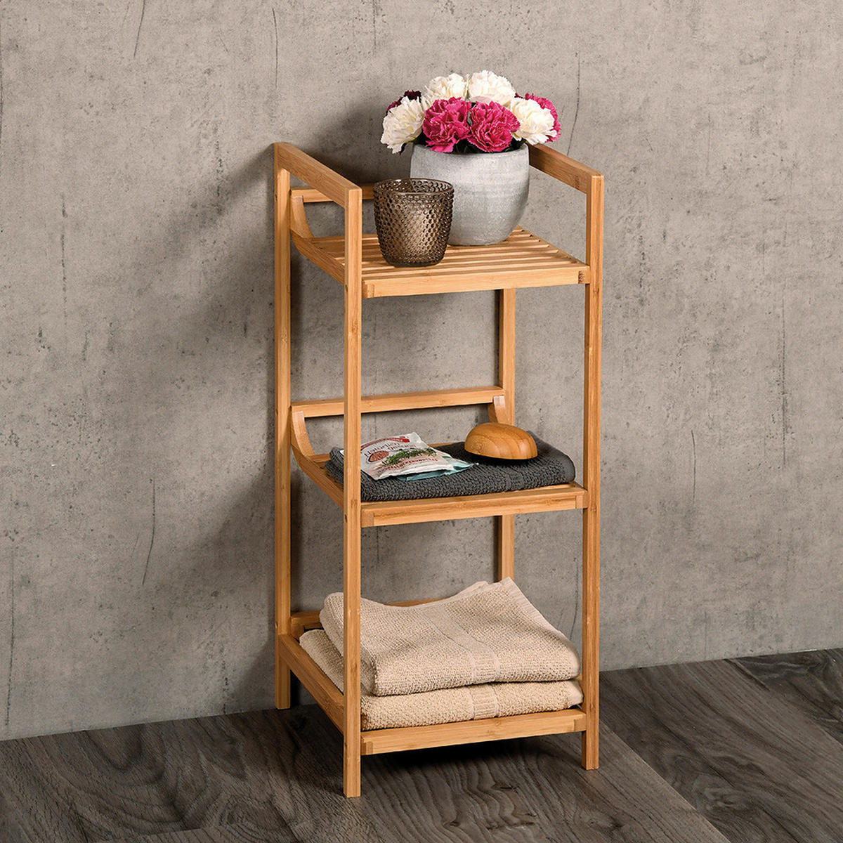 Kesper Regal braun Bambus B/H/L: ca. 31,5x7,5x71,5 cm Regal mit 3 Ablagen - braun (71,50/31,50/7,50cm) - Kesper