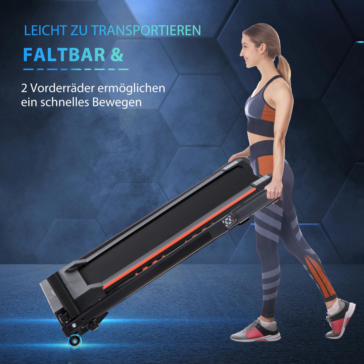 HOMCOM Laufband schwarz Kunststoff B/H/L: ca. 56x108,5x105 cm Laufband - schwarz (105,00/56,00/108,50cm) - HOMCOM