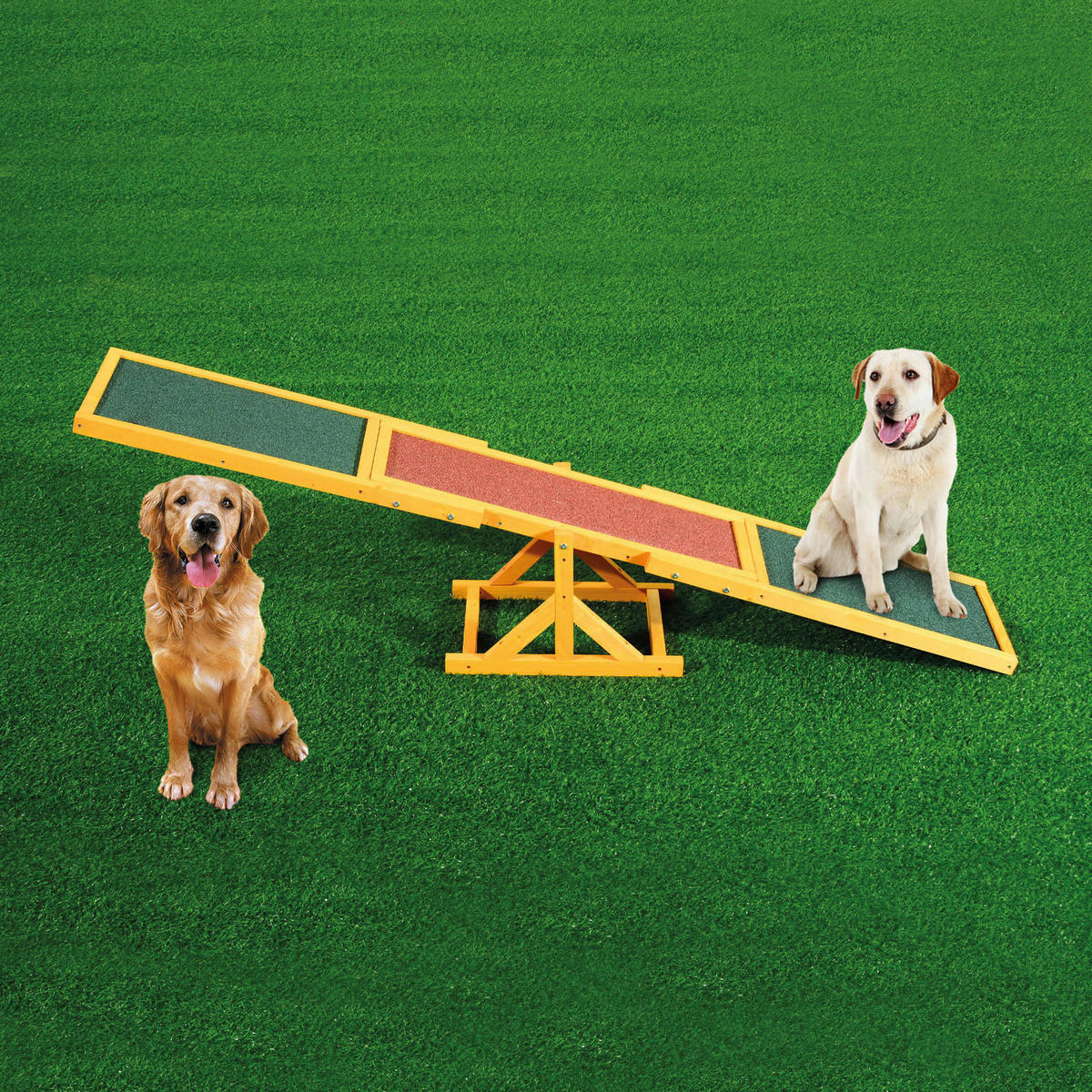 PawHut Hundewippe Hundewippe_für_Einsteiger - braun/grün (180,00/30,00/30,00cm) - PawHut