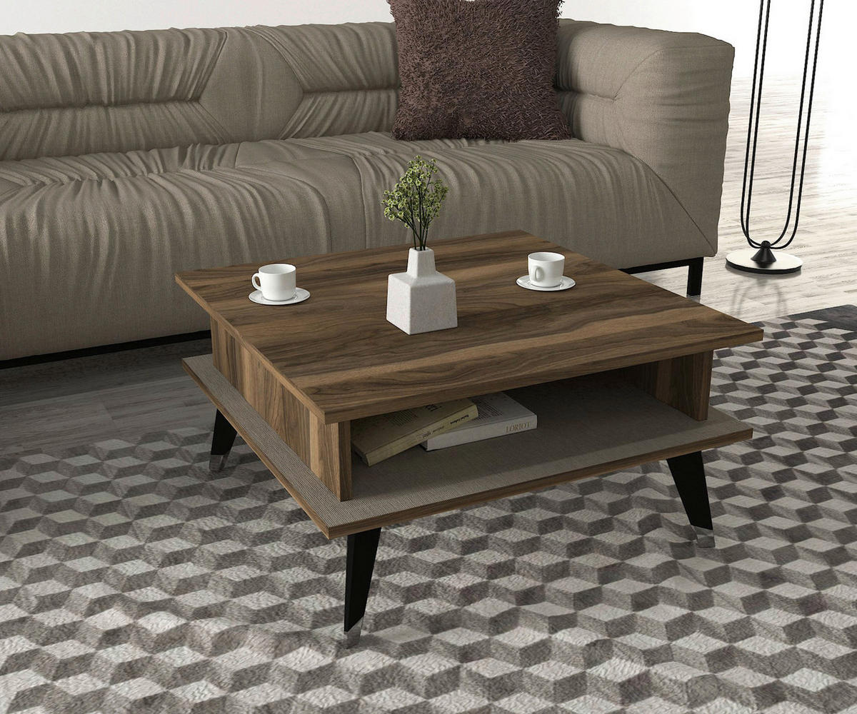 Couchtisch Logan walnuss Nachbildung grau B/H/T: ca. 72x38x72 cm Logan - walnuss/grau (72,00/38,00/72,00cm) - moebel17