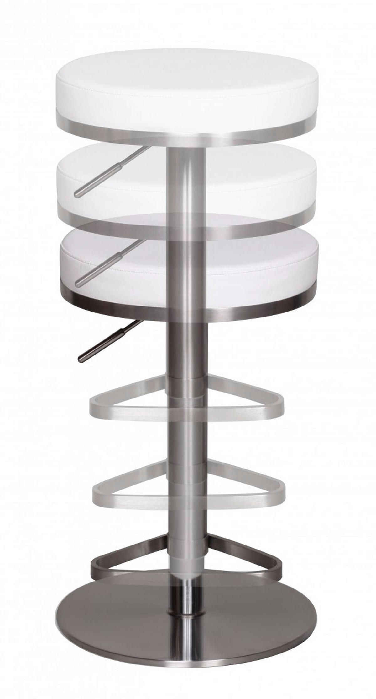 Barhocker weiß Edelstahl Kunstleder Edelstahl Edelstahl Barhocker Durable M7 - weiß/Edelstahl - Wohnling