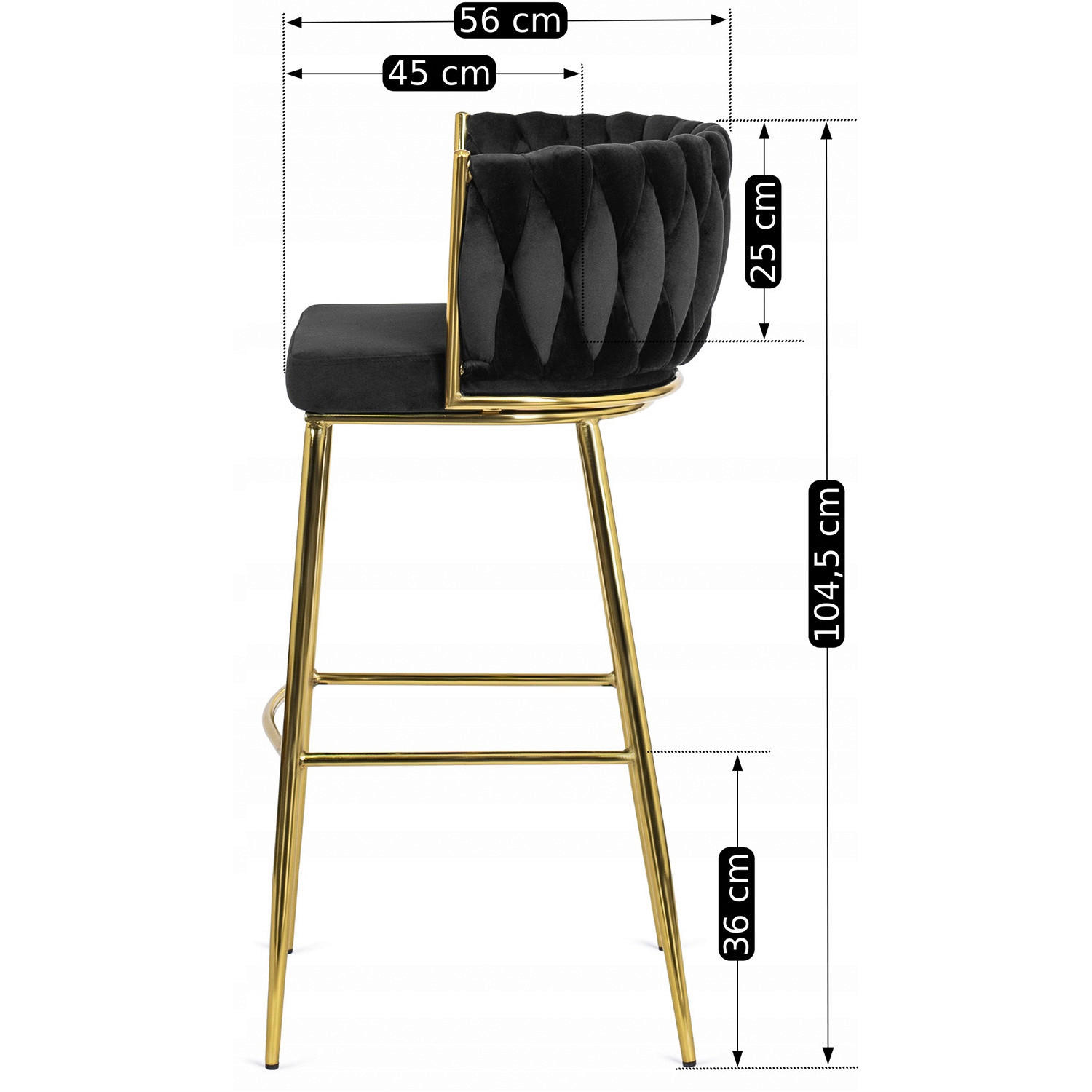 Thumbnail - Barhocker FLORES schwarz Velourstoff B/H/T: ca. 60x104,5x56 cm