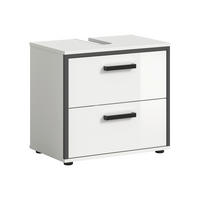 Waschbeckenunterschrank KOJAK weiß weiß Hochglanz anthrazit B/H/T: ca. 60x55x37 cm KOJAK - weiß/anthrazit (60,00/55,00/37,00cm) - xonox.home