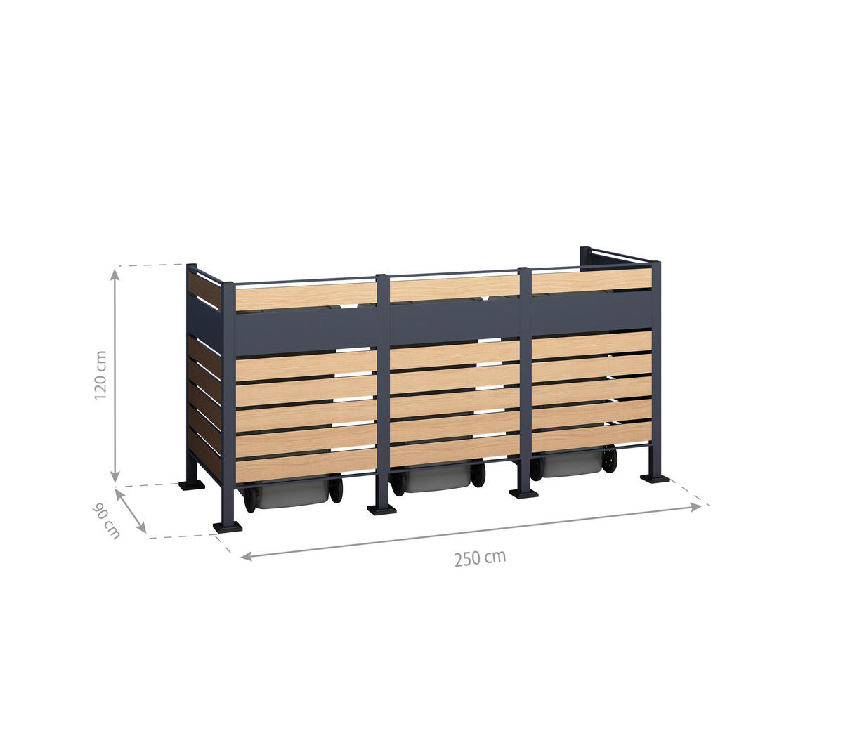 Westmann MülltonnenverkleidungBox Planum Box Planum - natur/anthrazit (90,00/250,00/120,00cm) - Westmann