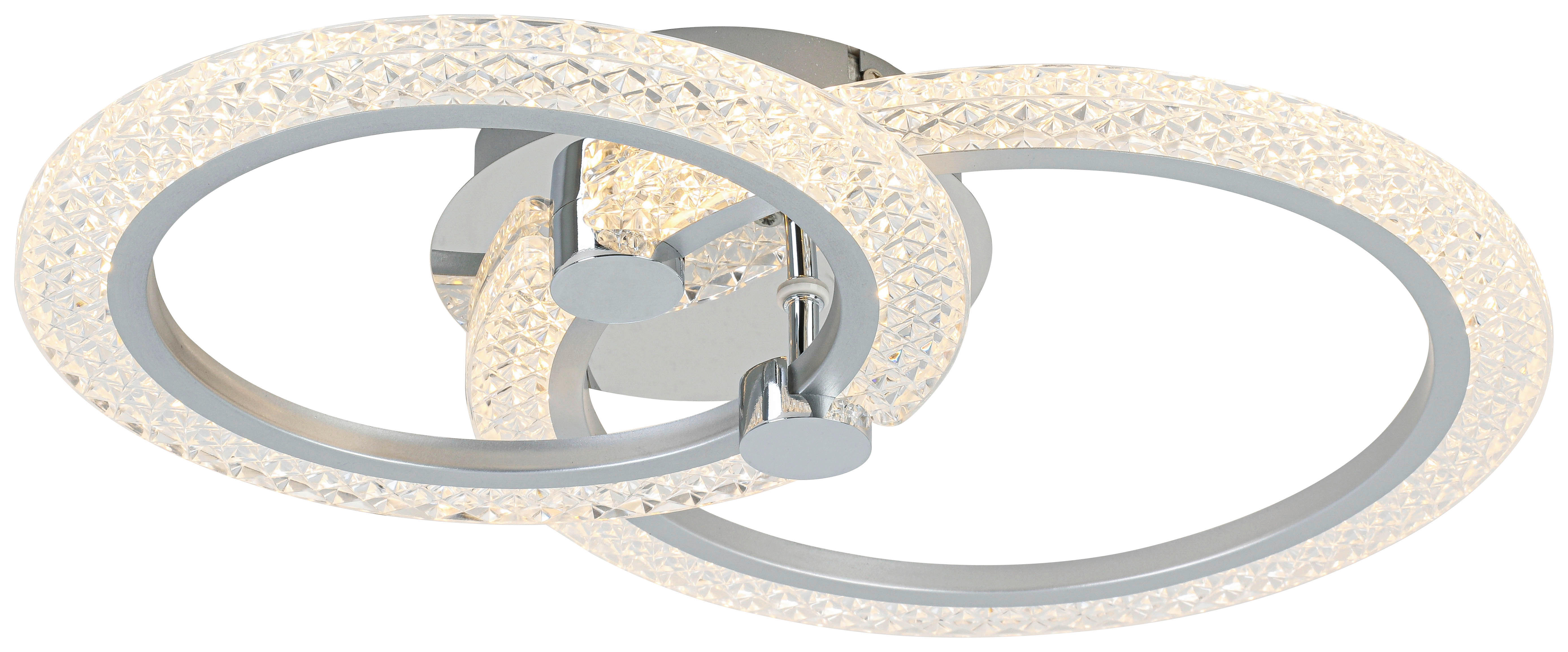 Nolo LED Deckenleuchte Chrom Aluminium Kunststoff Metall B/H/L: ca. 34x8,5x50 cm 2 Brennstellen LED-Deckenleuchte_Maren - Chrom (50,00/34,00/8,50cm) - Nolo