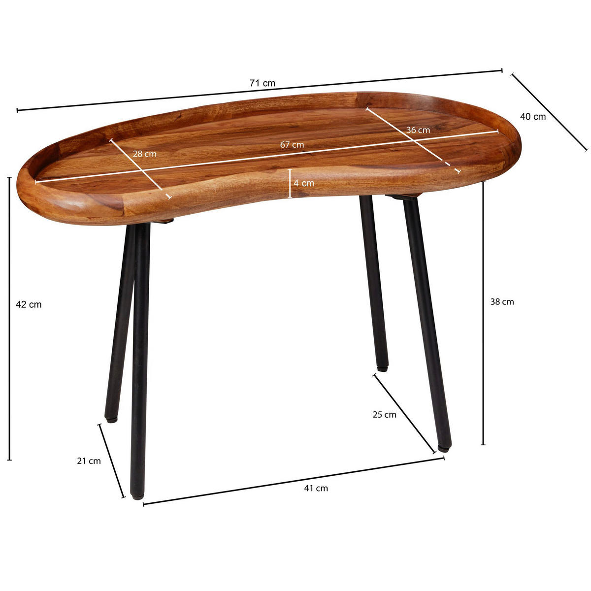 Couchtisch braun B/H/T: ca. 71x42x40 cm Couchtisch - braun (71,00/42,00/40,00cm) - Wohnling