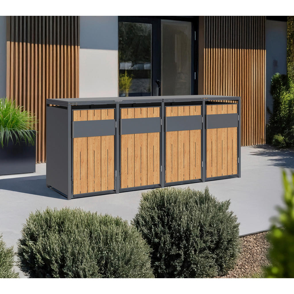 Thumbnail - Westmann Mülltonnenbox Varius Holzoptik B/H/L: ca. 265x116x80 cm