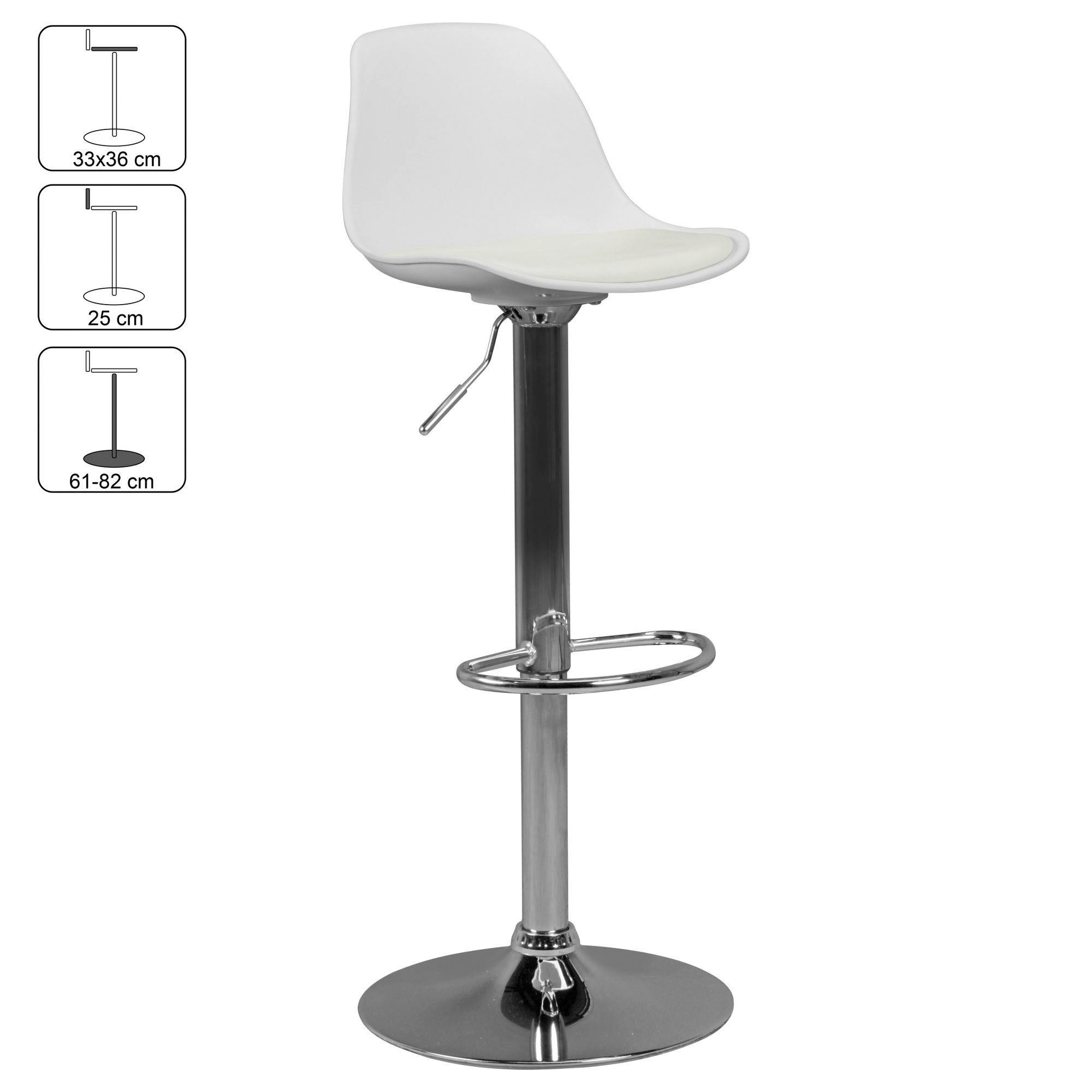 Barhocker weiß Chrom Kunstleder Metall B/H/T: ca. 40x104x40 cm Barhocker - weiß/Chrom (40,00/104,00/40,00cm) - Amstyle