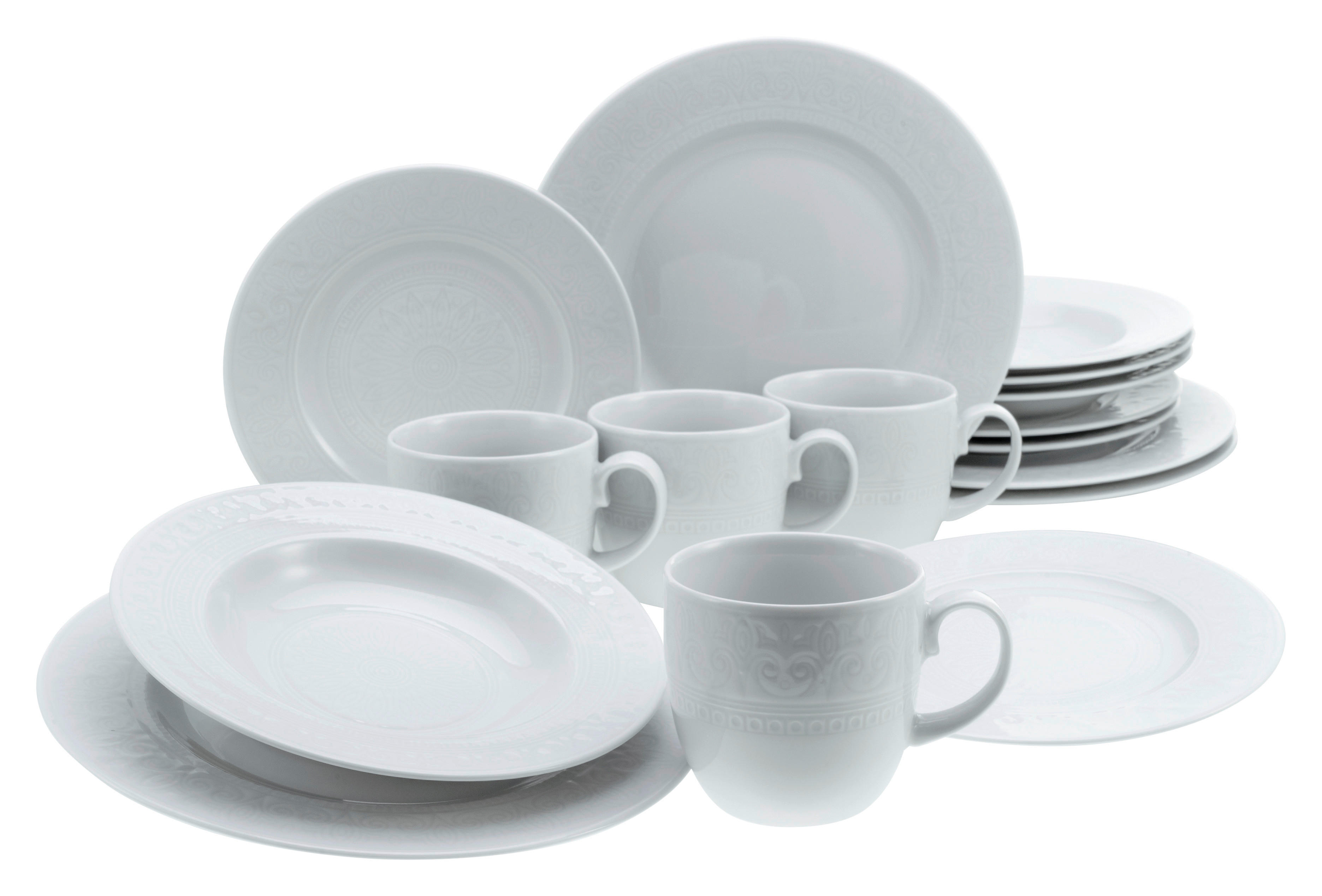 CreaTable Kombiservice Classico weiß Porzellan 16 tlg. günstig online kaufen