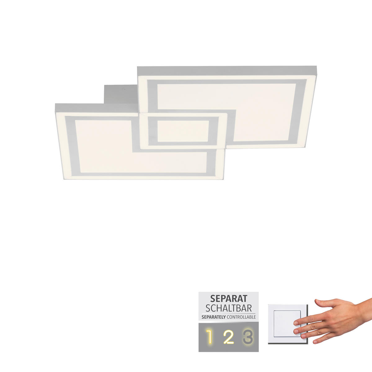 Just Light LED-Deckenleuchte BEDGING 14880-16 weiß Kunststoff Eisen B/H/T: ca. 40x5,6x40 cm 2 Brennstellen BEDGING - weiß (40,00/5,60/40,00cm) - Just Light