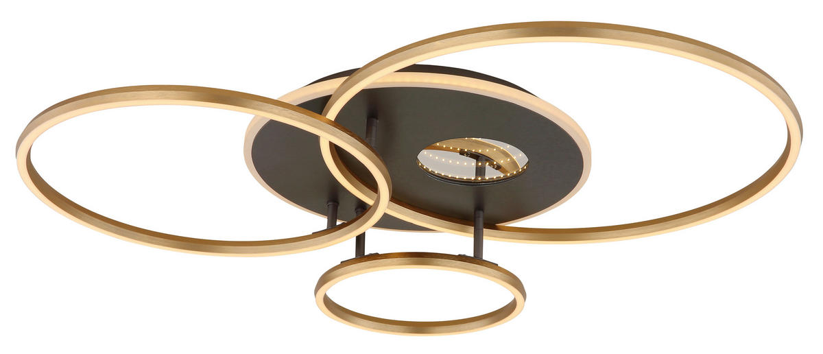 GLOBO Deckenleuchte anthrazit Opal gold Aluminium Acryl Kunststoff B/H/L: ca. 70x13x90 cm 1 Brennstellen Invertina - gold/Opal (90,00/70,00/13,00cm) - GLOBO