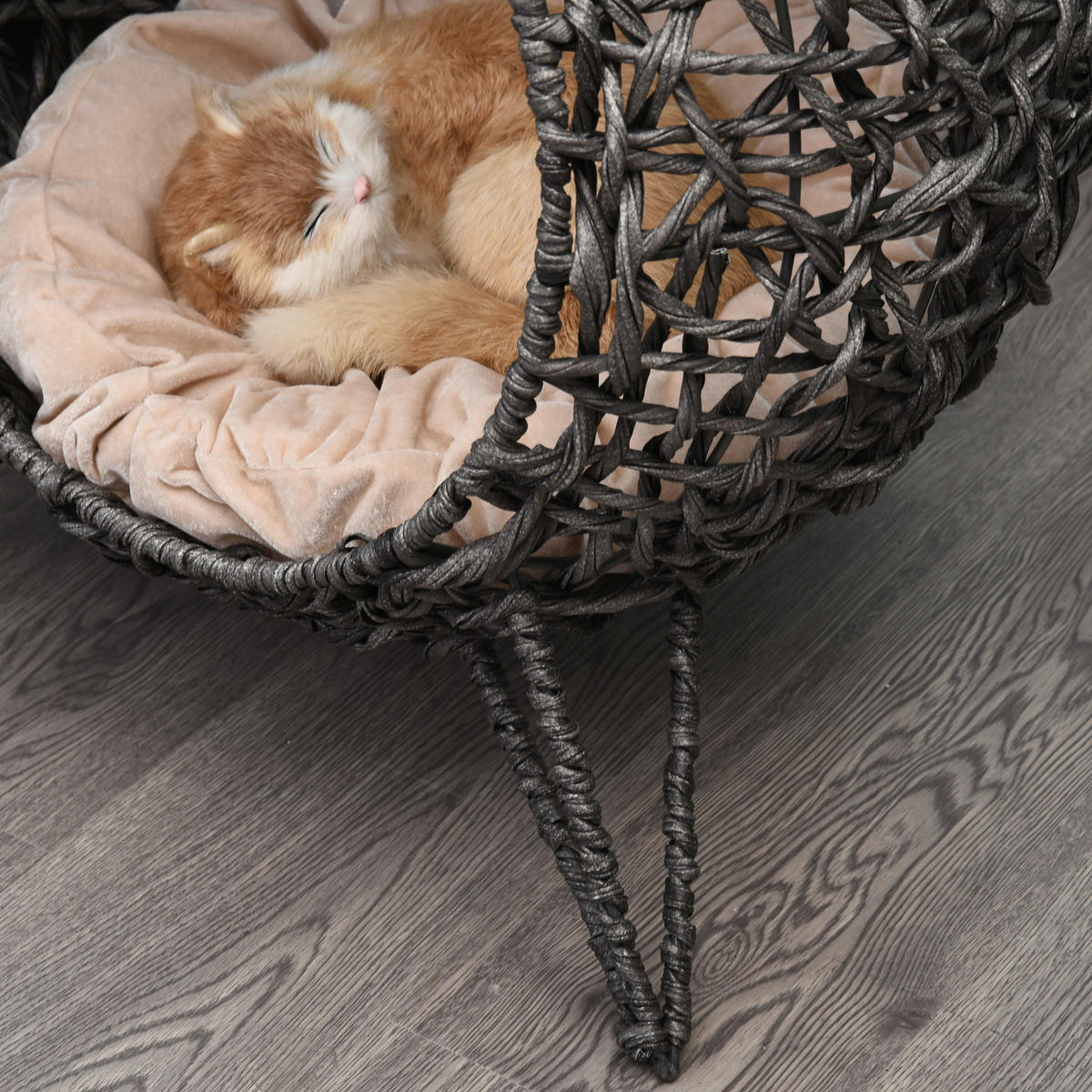 PawHut Katzenkorb Silbergrau Rattan B/H/L: ca. 52x58x52 cm Katzenkorb - Silbergrau (52,00/52,00/58,00cm) - PawHut