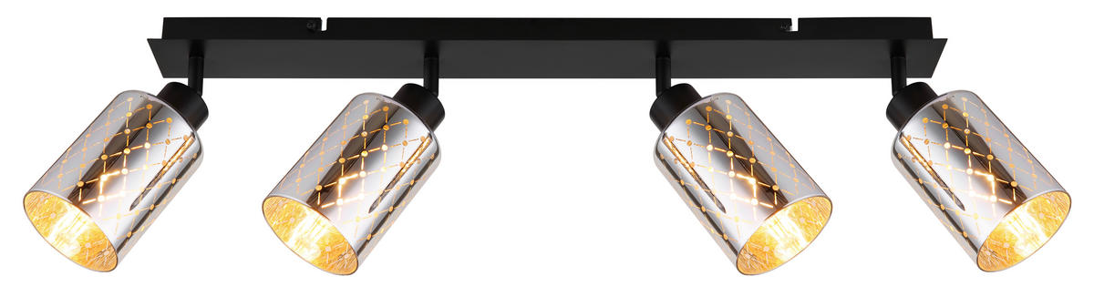GLOBO Strahler klar mattschwarz Chrom Glas Metall B/H/L: ca. 9x22x86 cm E27 4 Brennstellen ALONSO - klar/Chrom (86,00/9,00/22,00cm) - GLOBO